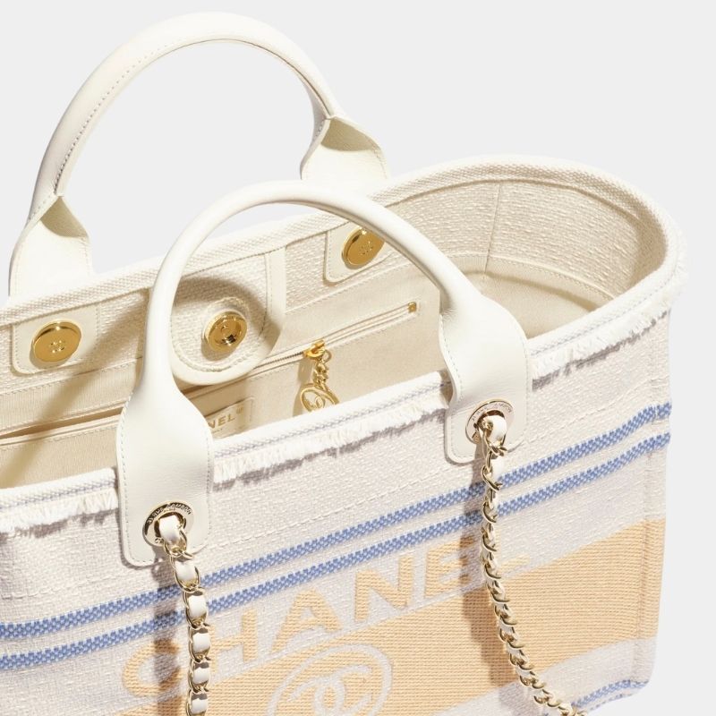 Shopping Bag, Cruise 2024/25, Ecru, Blue & Yellow, Interior View