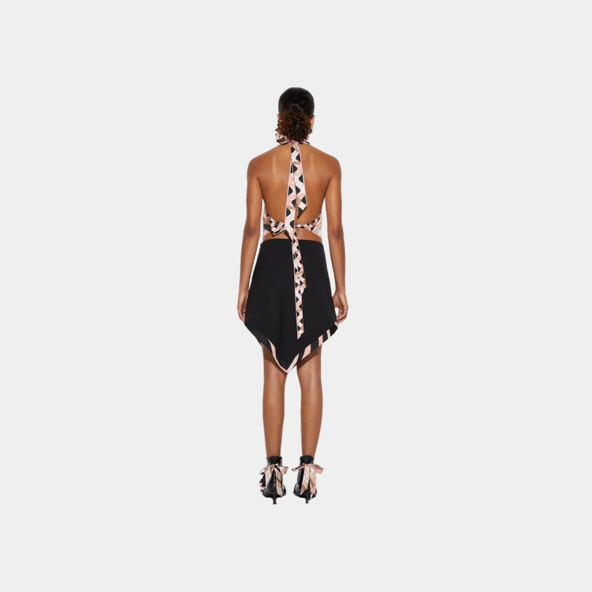 Pucci Skirt With Triangle Printed Hemline In Virgin Wool, Black, Back