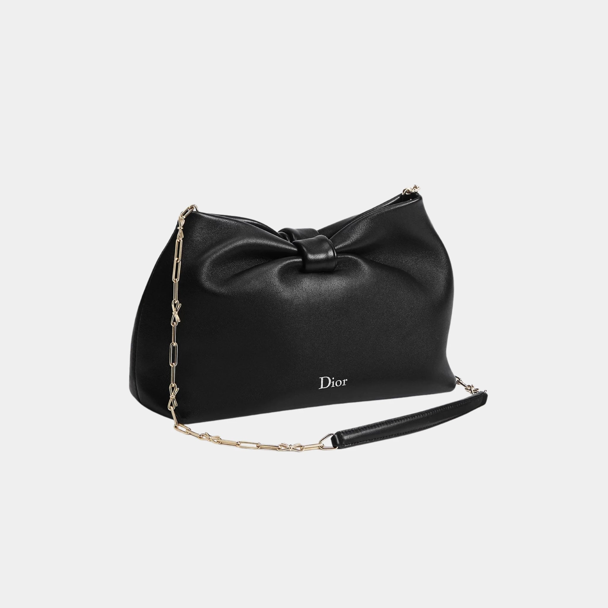 Small Dior Bow Bag in Lambskin, Black, Side