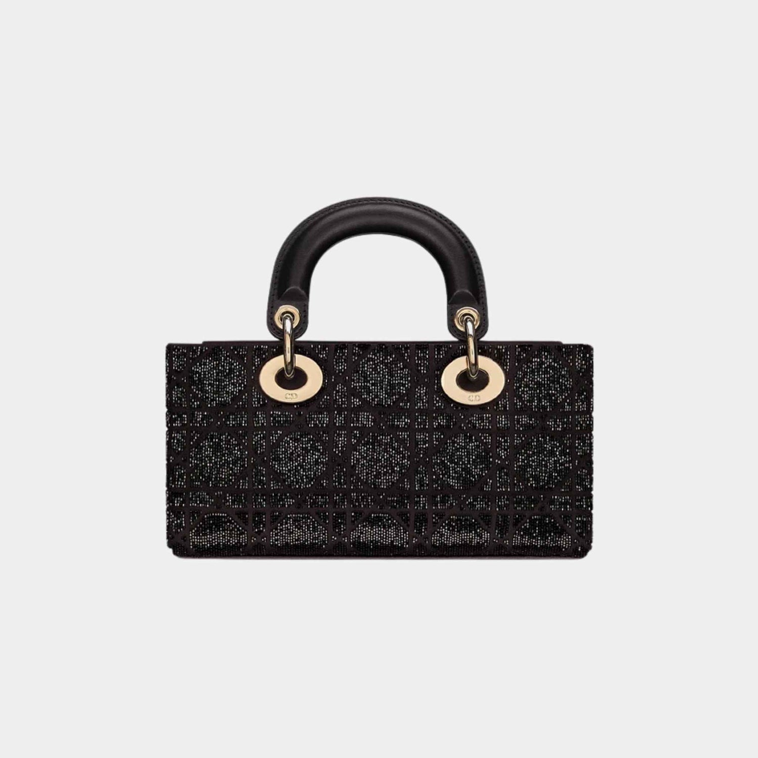 Dior Small Lady D-Joy Bag Microbead-Embroidered Cotton, Black, Back