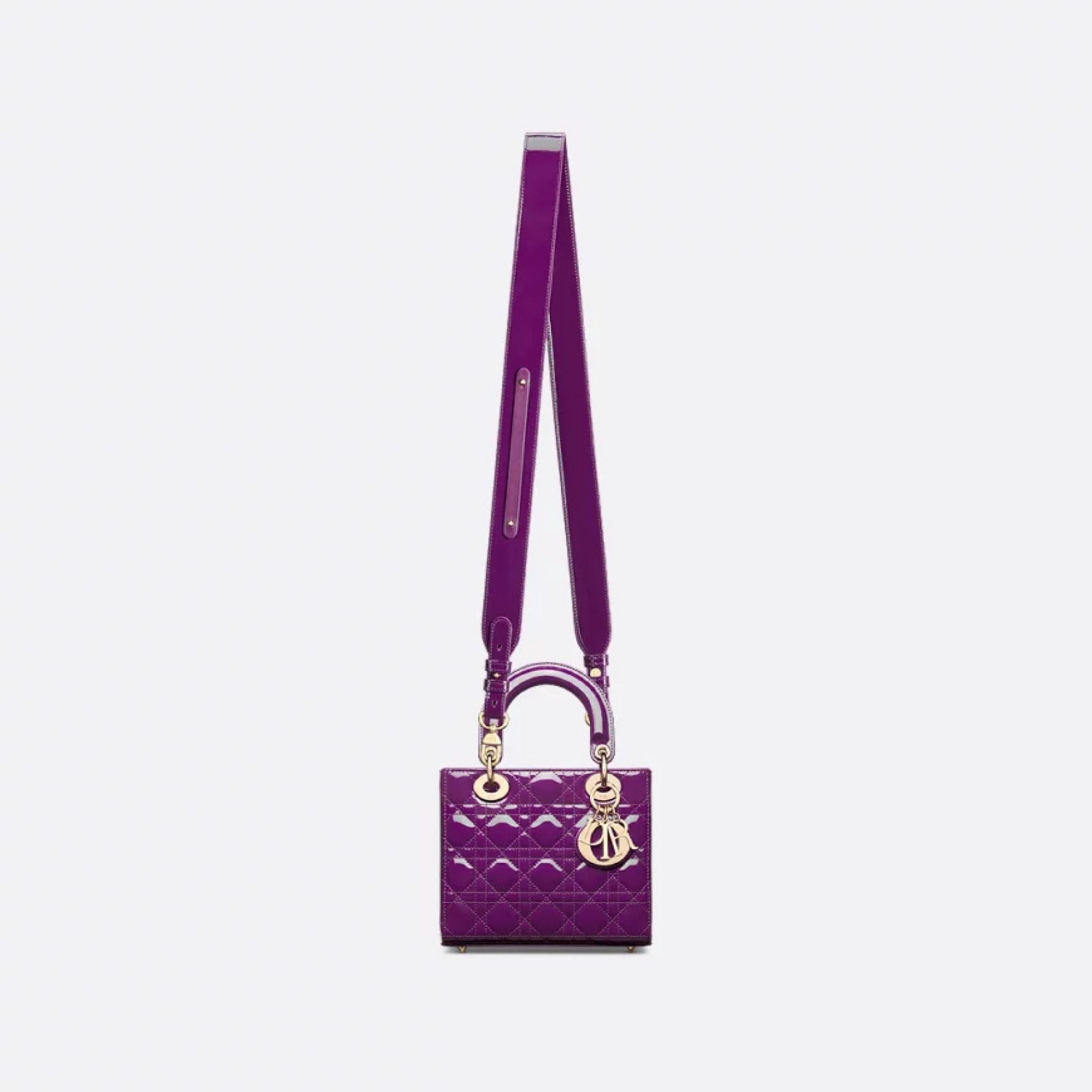 Small Lady Dior My ABCDior Bag Royal Purple Patent Cannage Calfskin, Strap