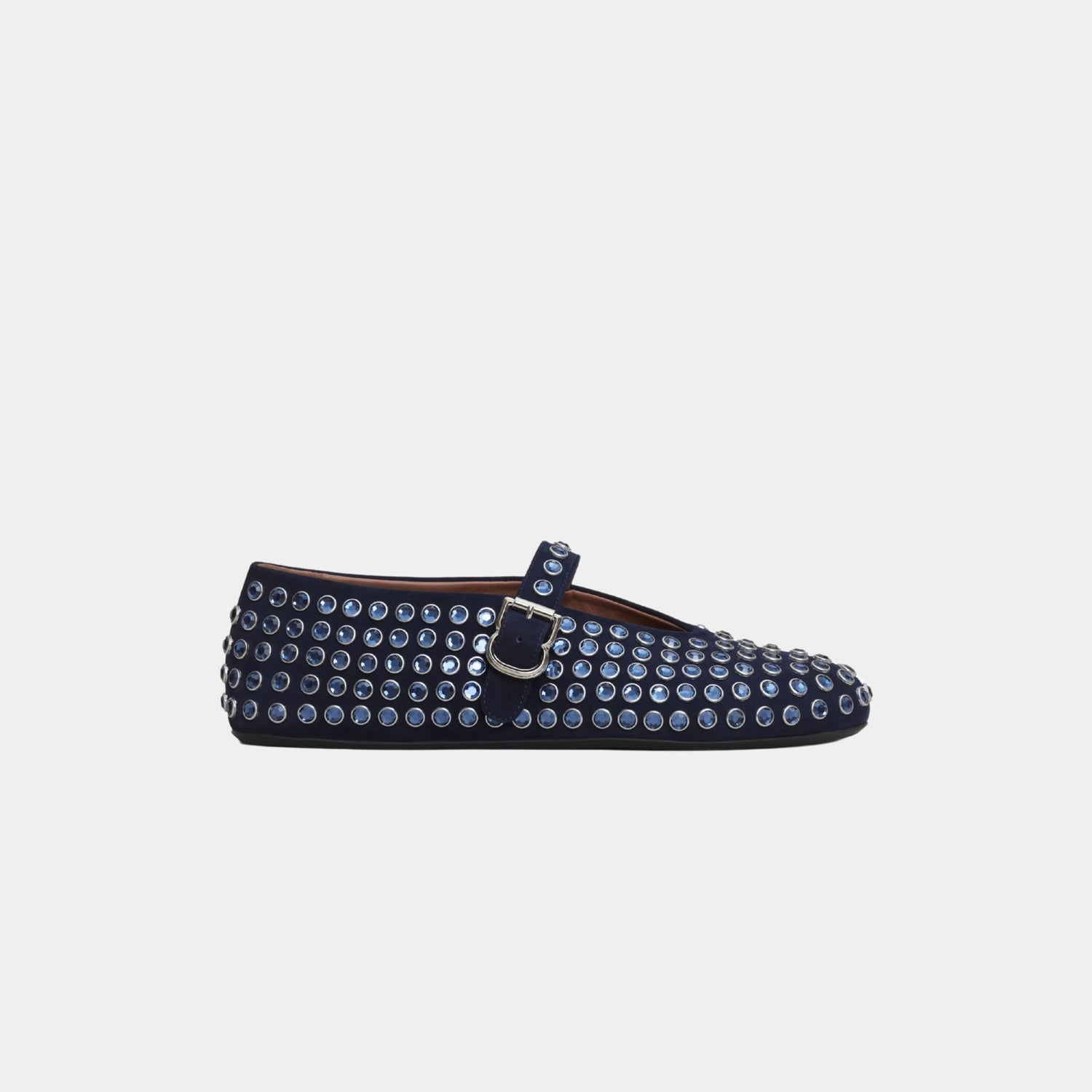 Alaïa Strass Suede Ballet Flats, Dark Blue, Side