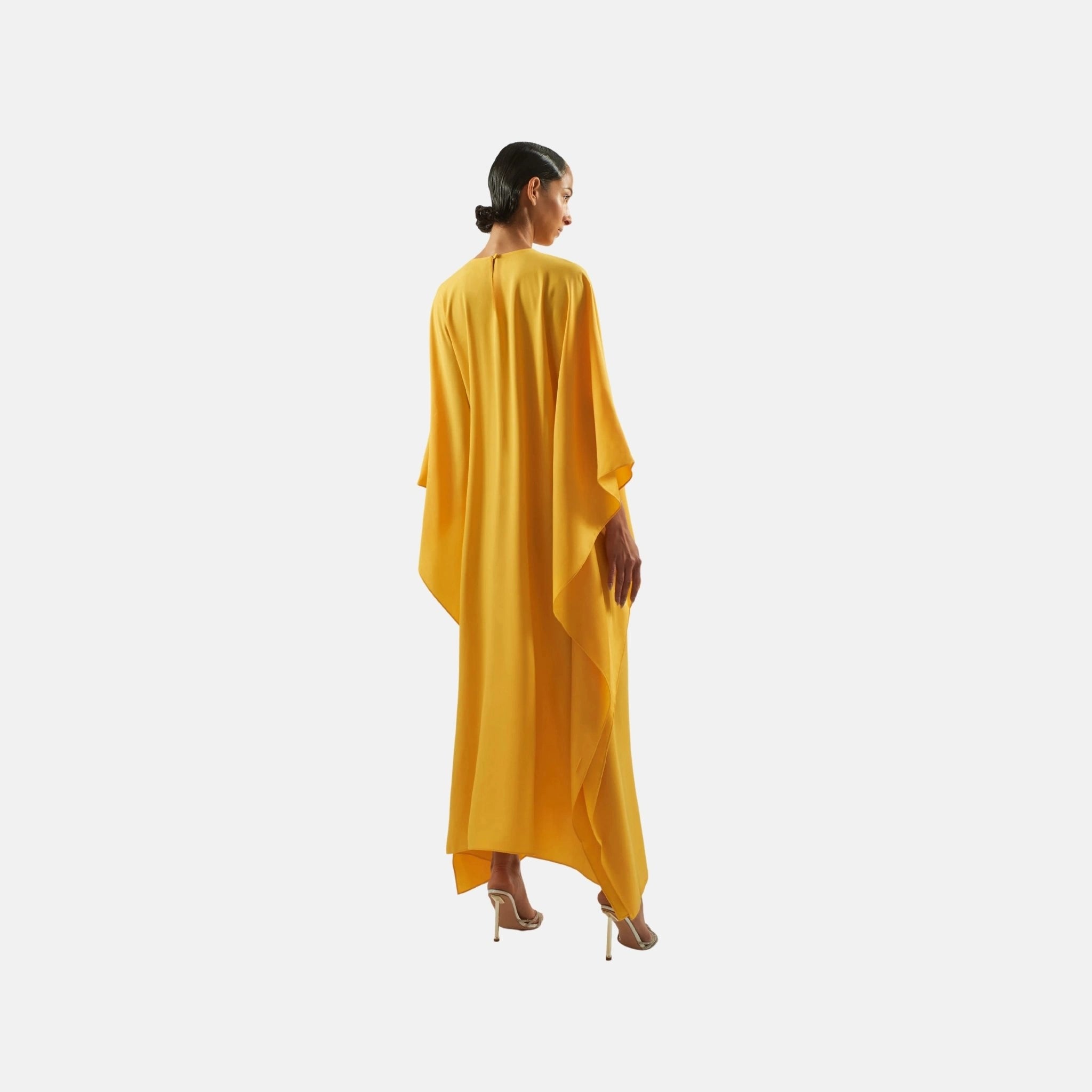 Taller Marmo Carthage Crepe Cady Kaftan, Lemon, Back