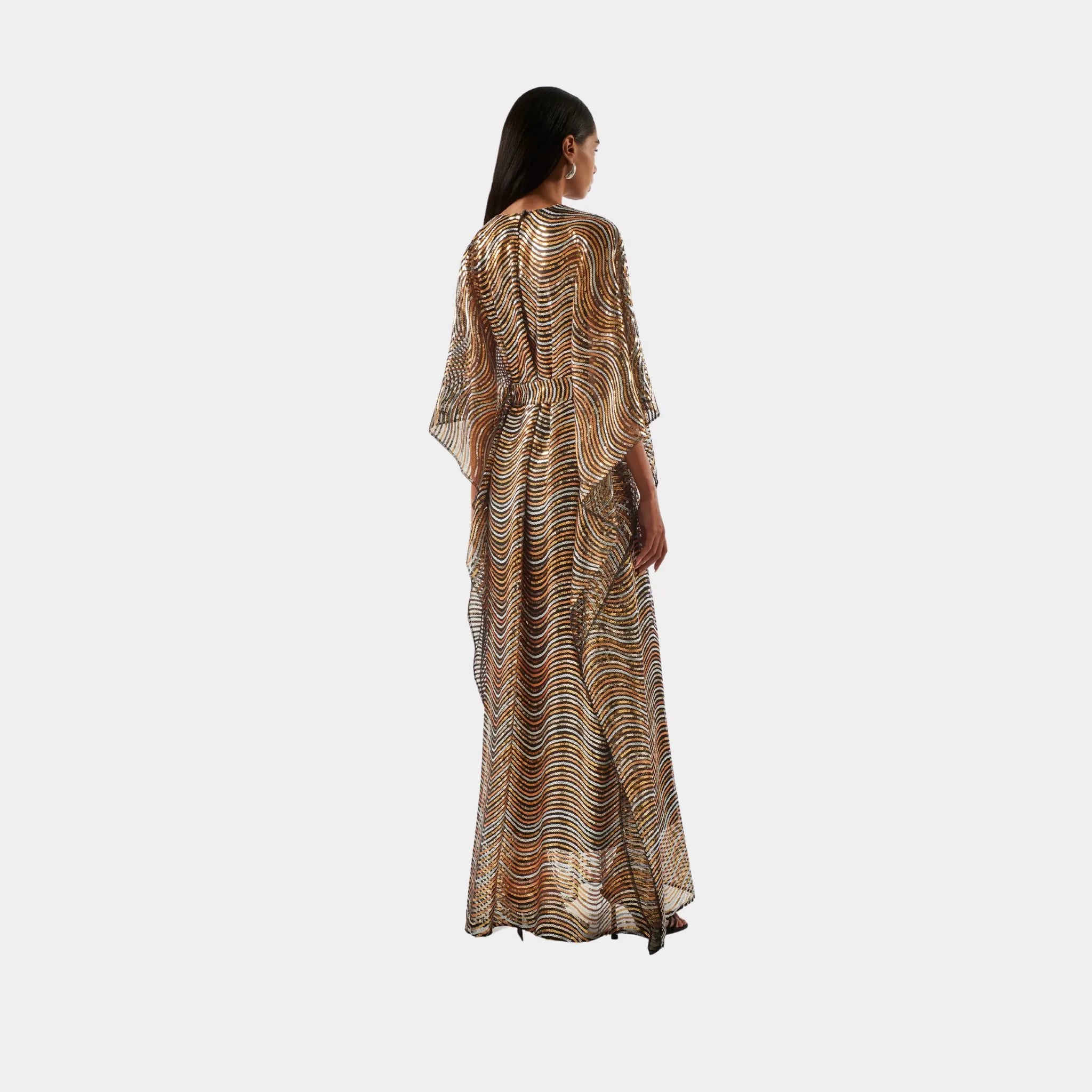 Taller Marmo Erte Kaftan In Gold, Back Model