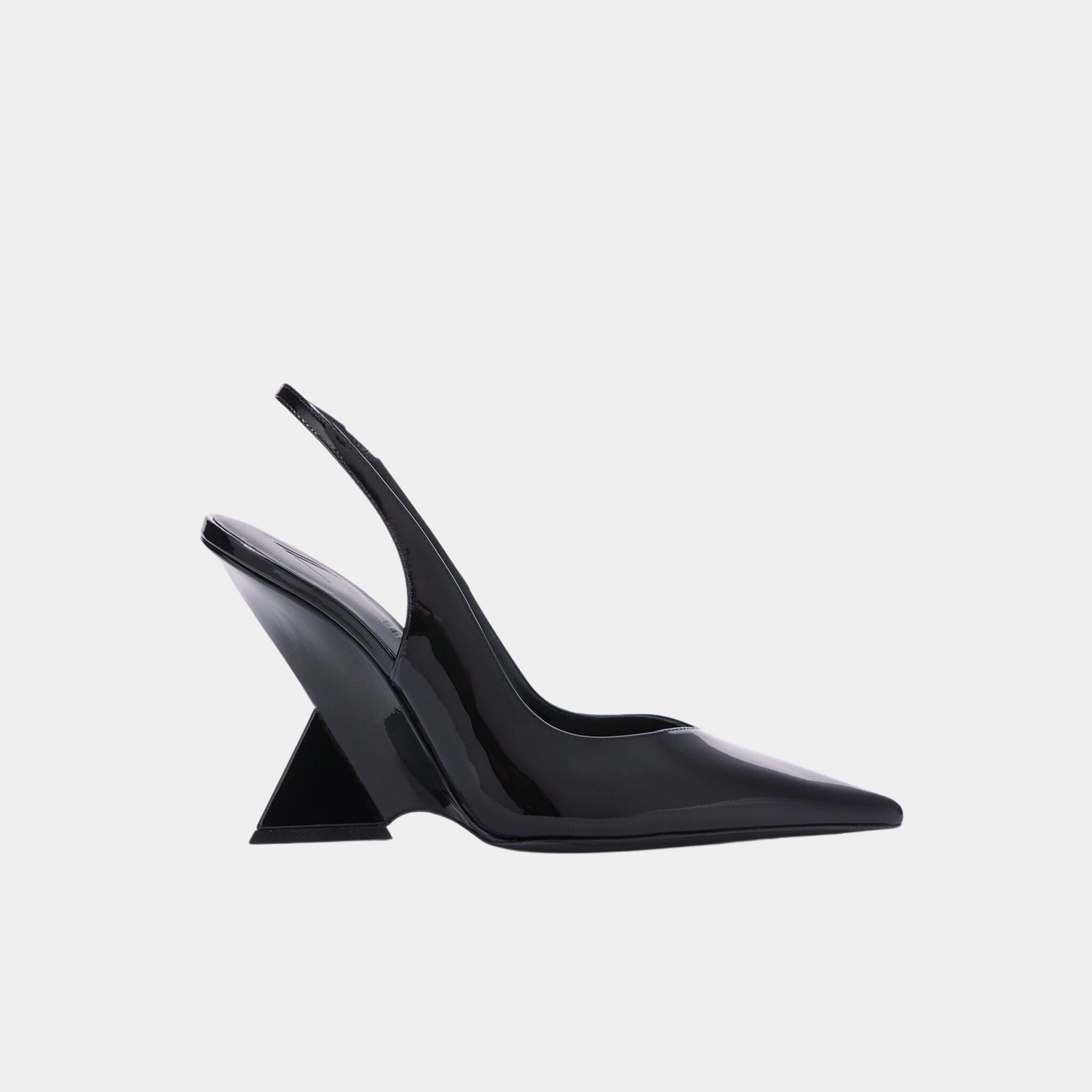 The Attico Cheope Black Patent Leather Slingback, Side