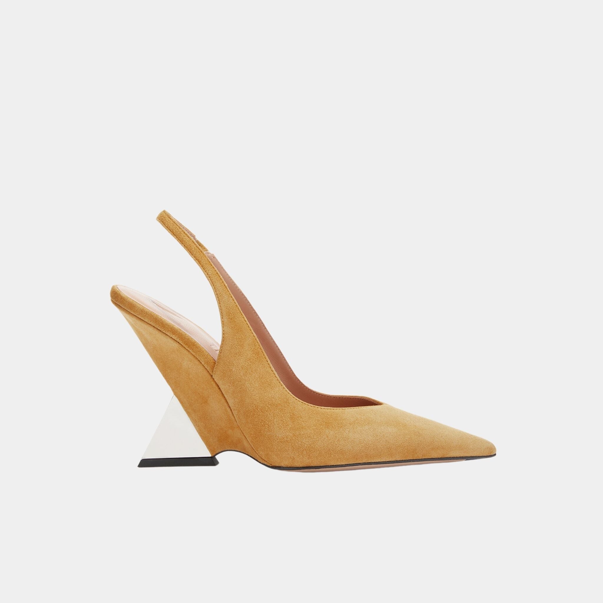 The Attico Cheope Mustard and Nichel Suede Slingback, Side