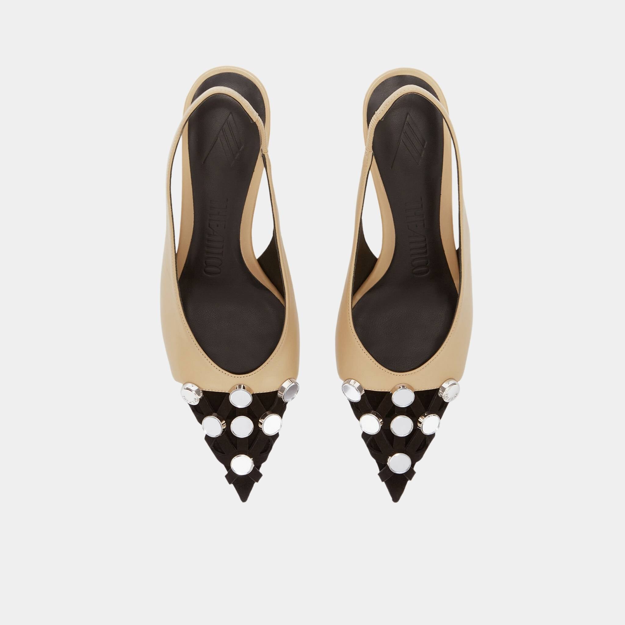The Attico Fiona Beige and Black Nappa Leather Suede Slingback, Top