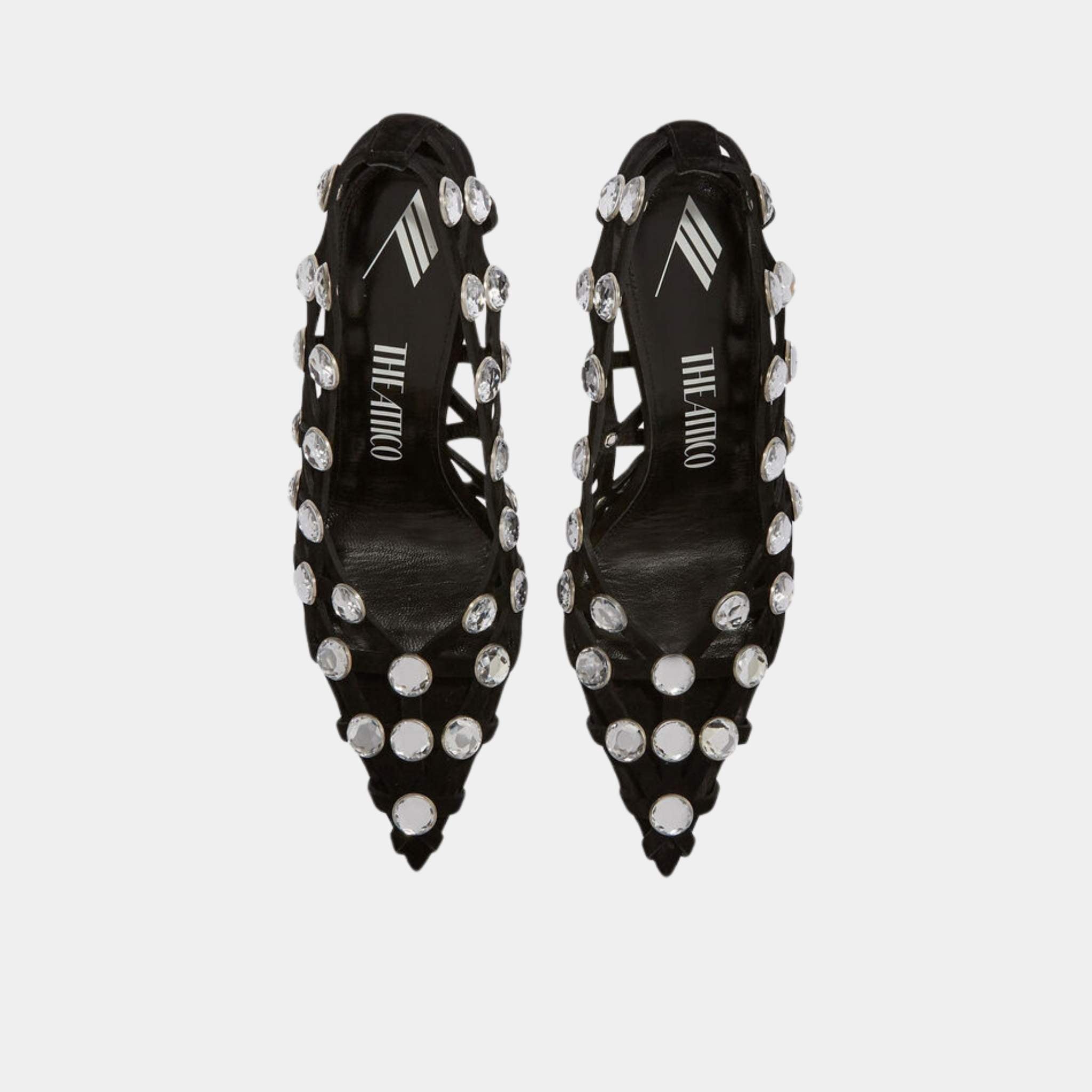 The Attico Grid Black and Silver Suede Crystal Embellishment Pump , Top