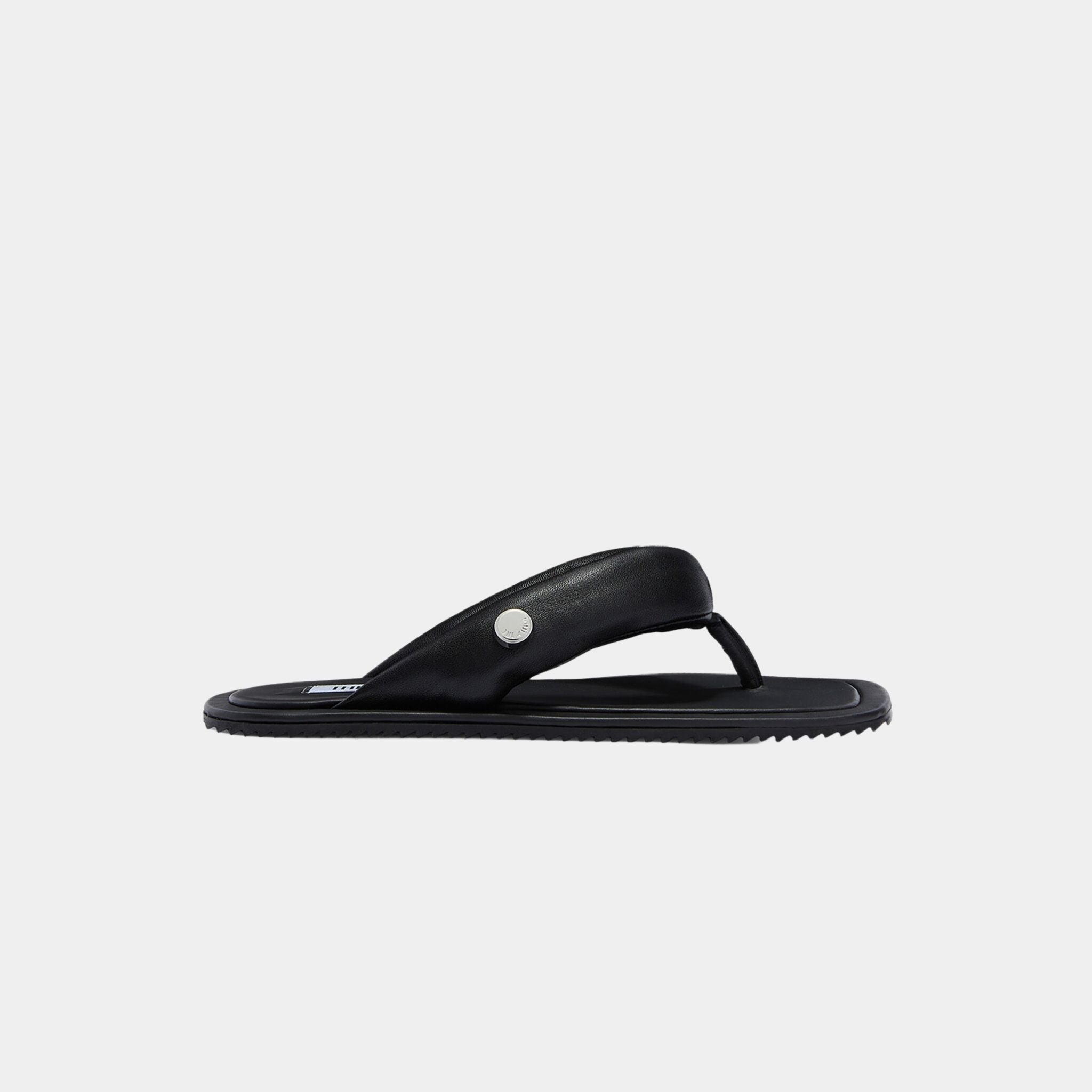 The Attico Indie Black Nappa Leather Flat Thong, Side