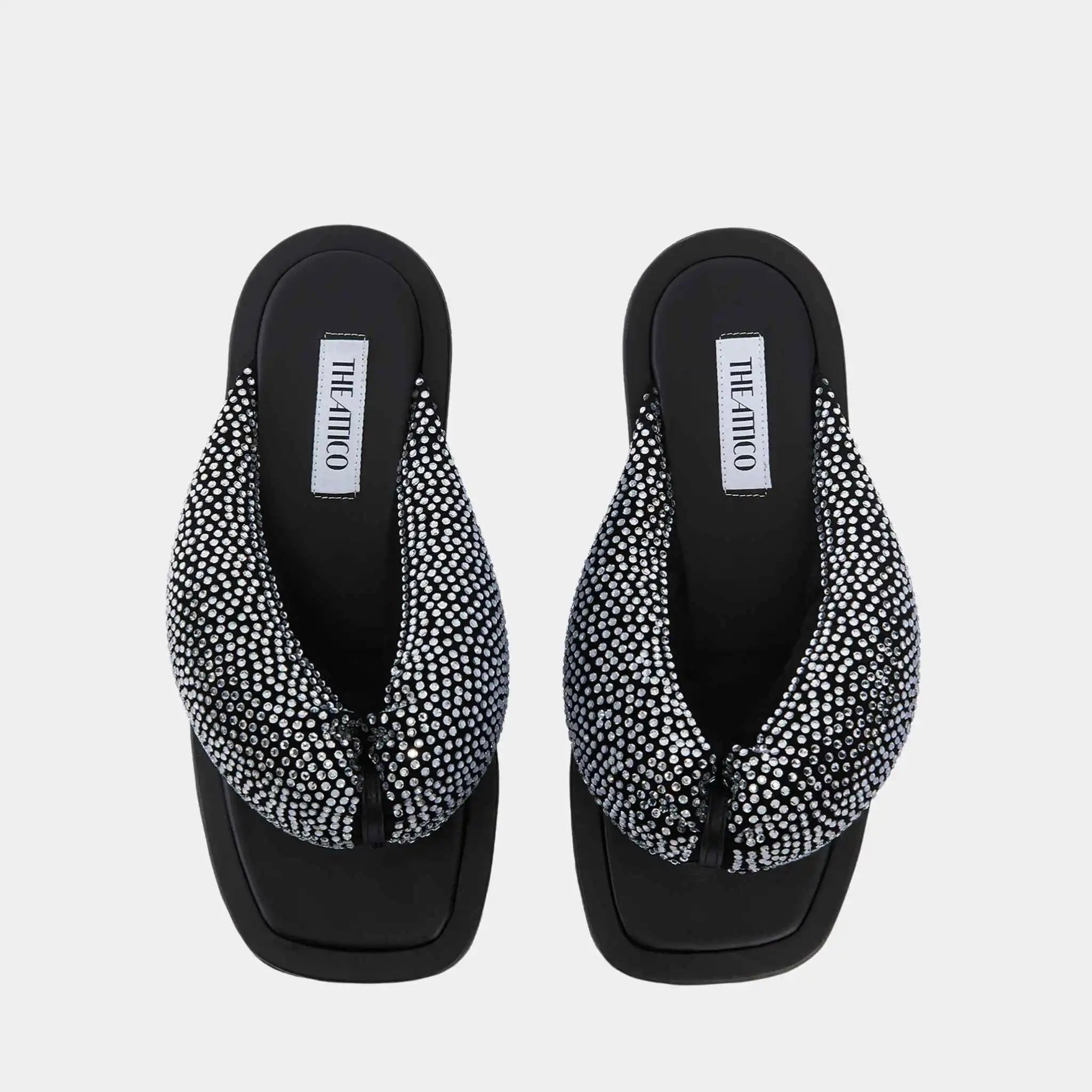 The Attico Indie Max Flat Thong Black Suede, Top