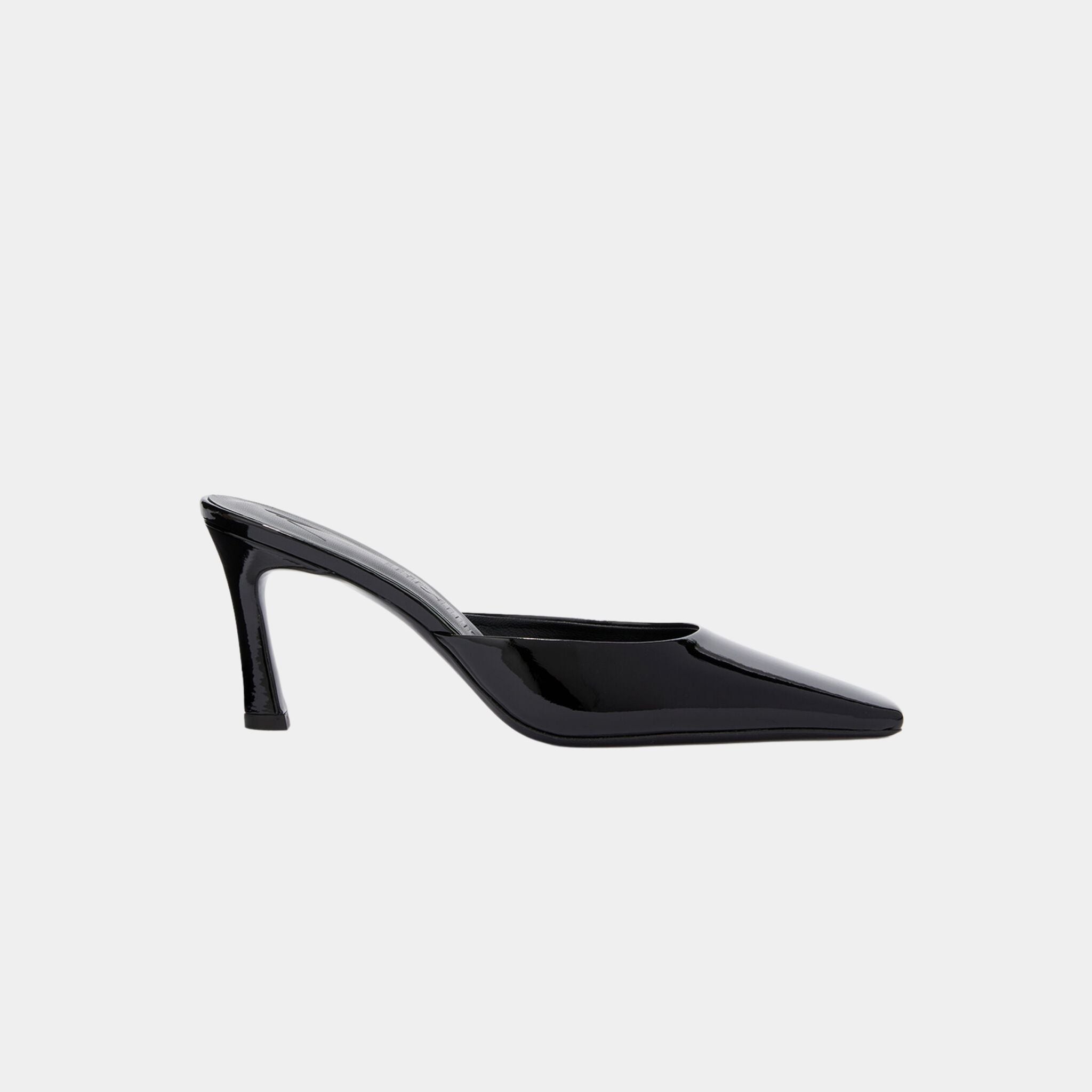 The Attico Juno Black Synthetic Patent Leather Mule, Side