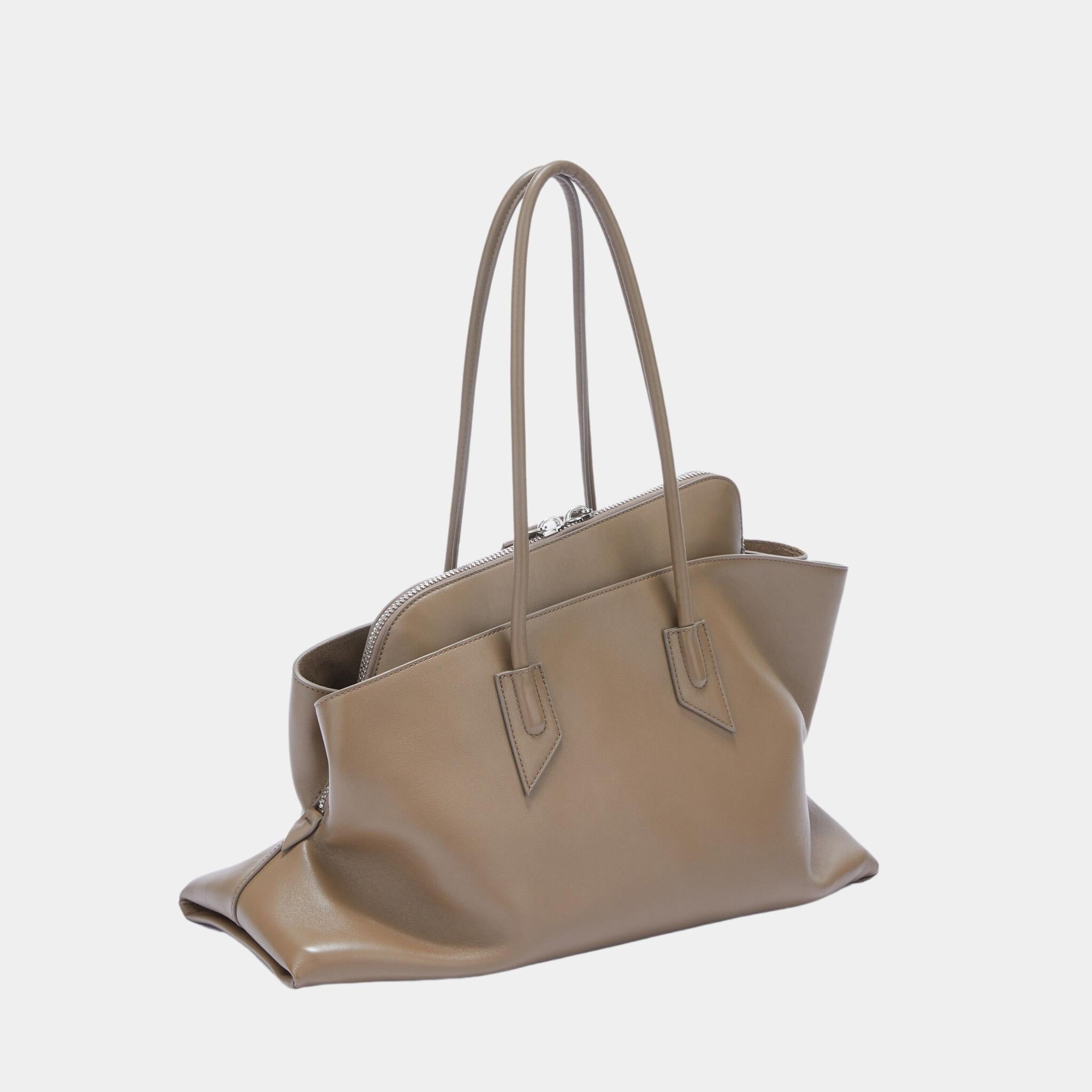 The Attico La Passeggiata Medium Top Handle Camel Calf Leather, Camel, Side