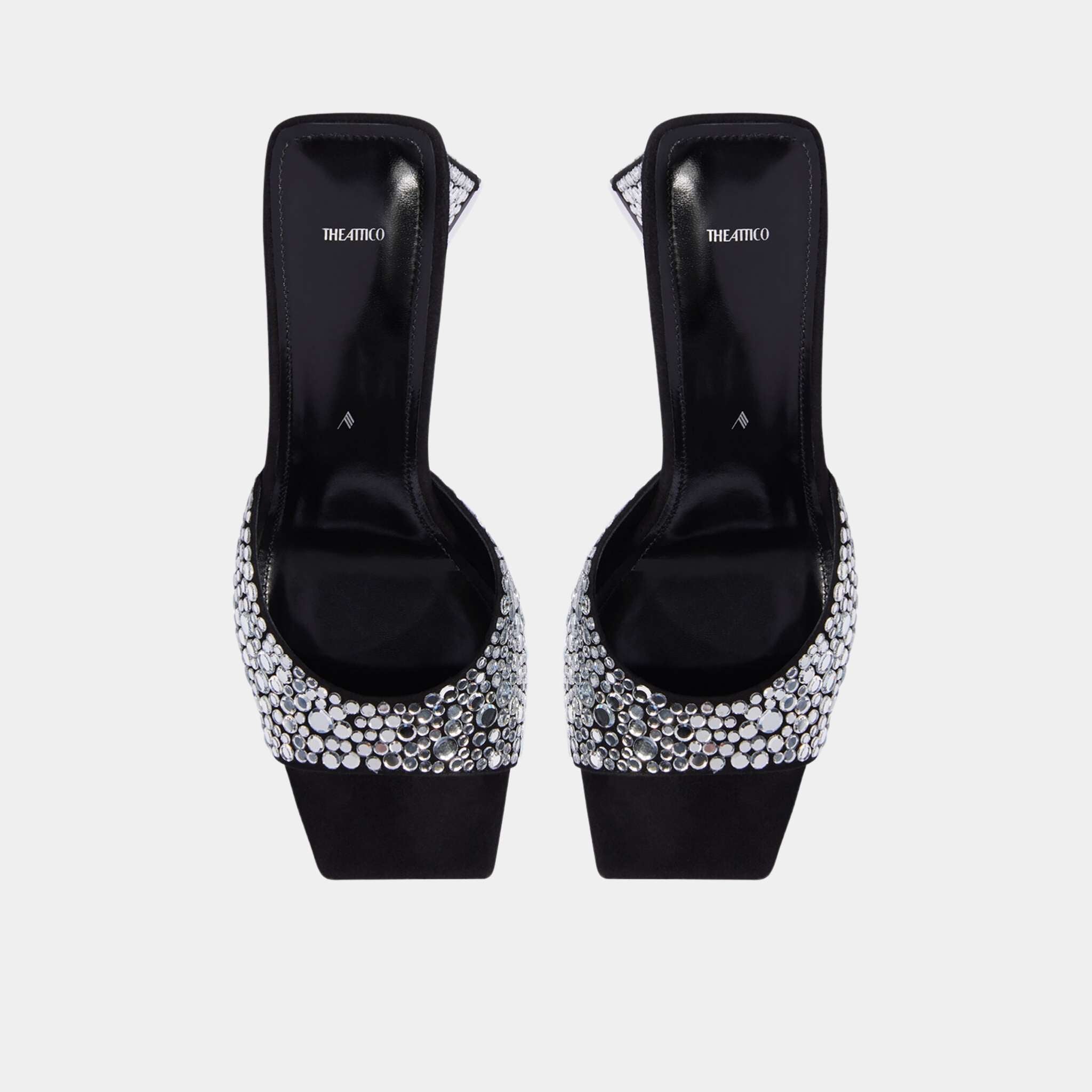 The Attico Mini Devon Suede Black and Silver Mule, Top