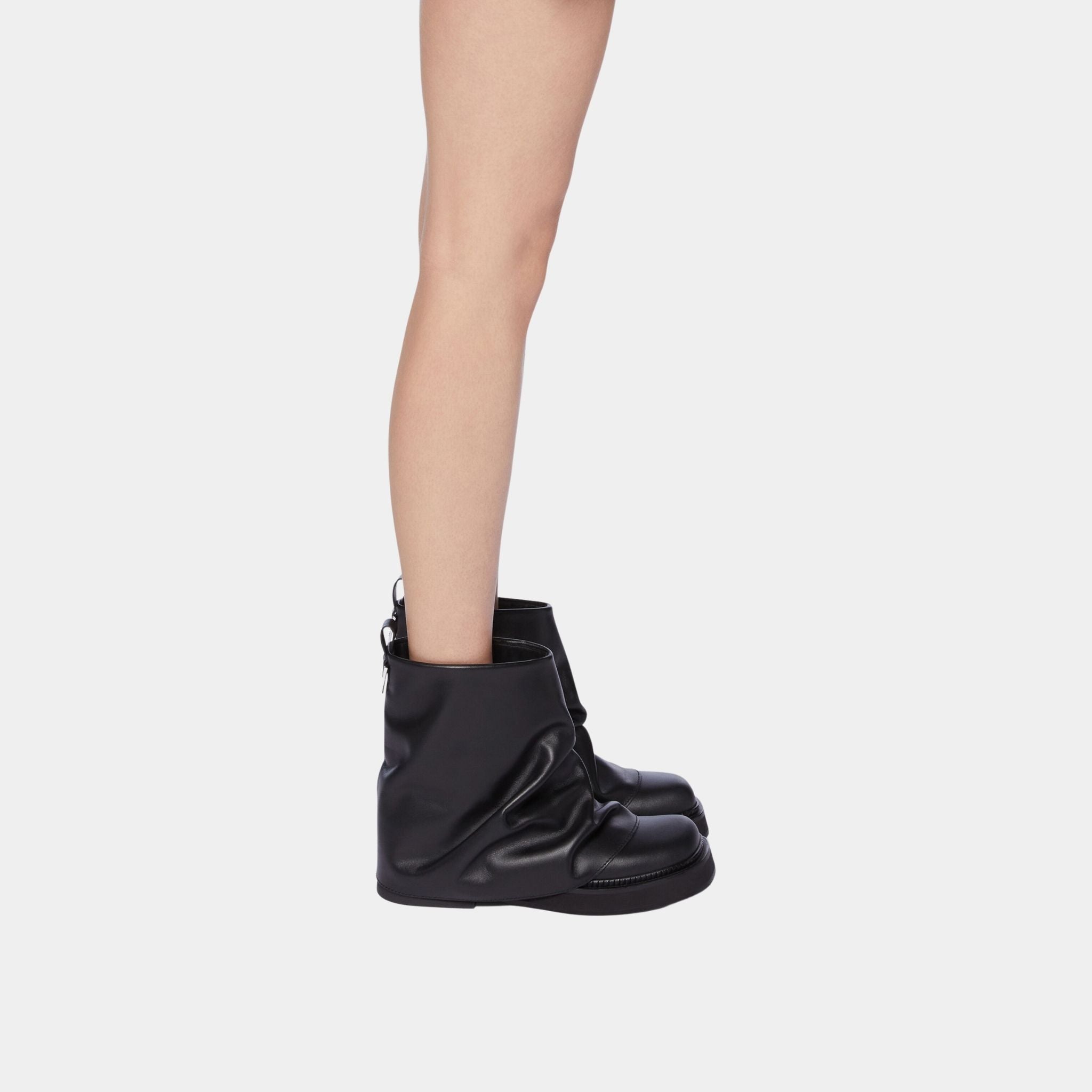 The Attico Mini Robin Black Calf Leather Combat Boot, Model, Side