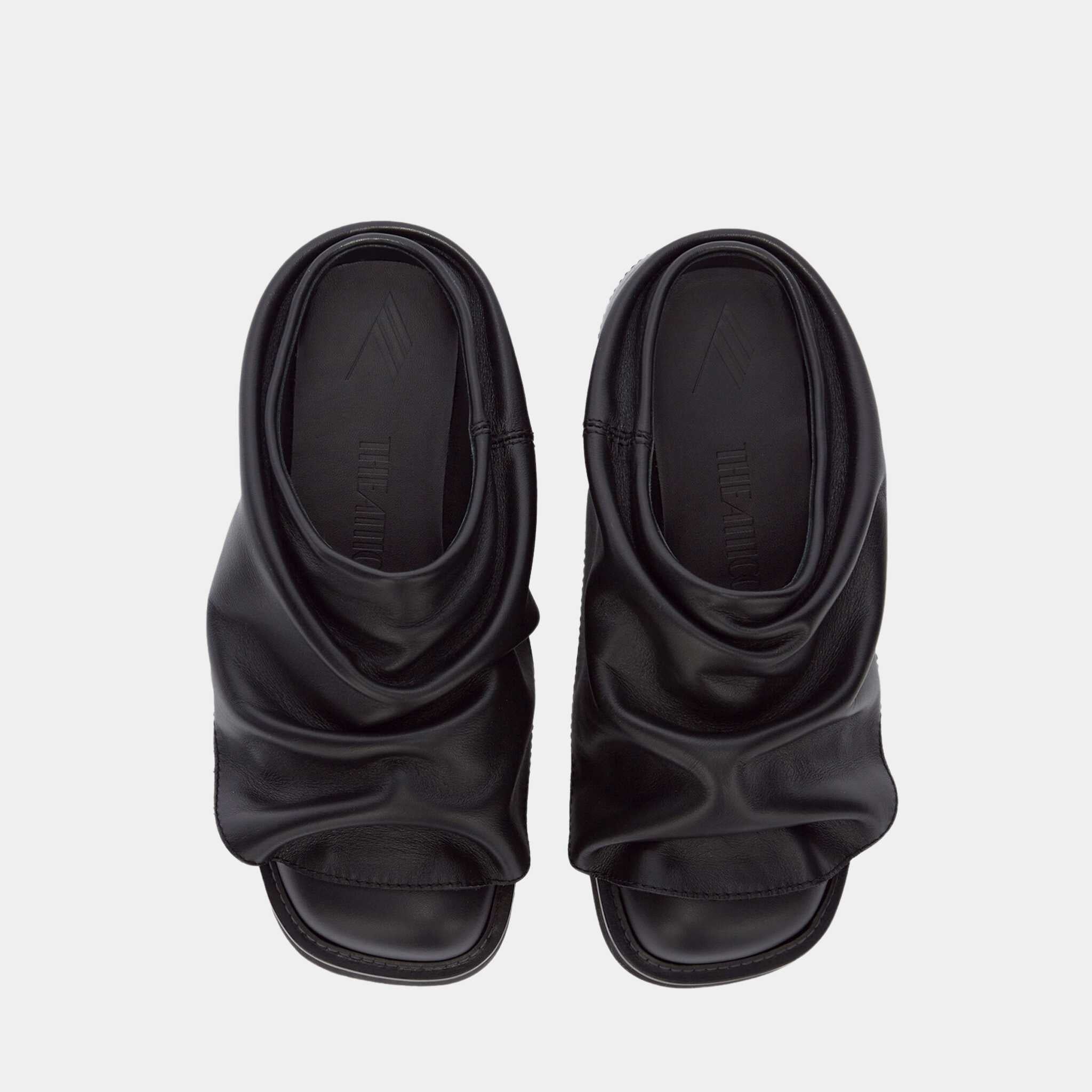 The Attico Mini Robin Black Calf Leather Sabot, Top