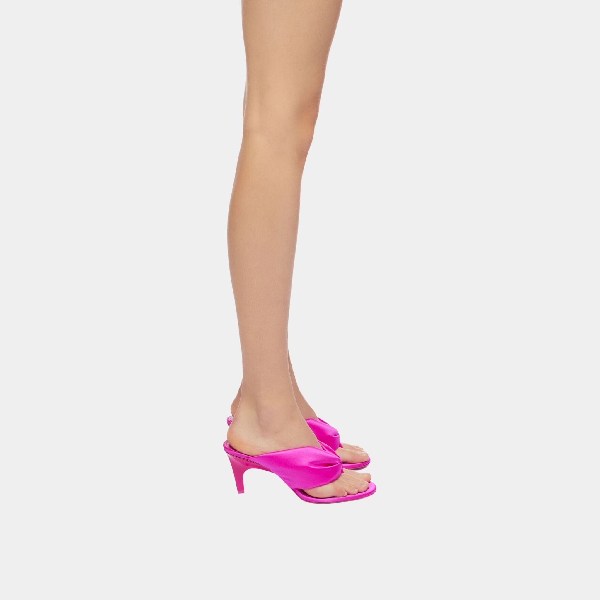 The Attico Rem Fuchsia Satin Thong Sandal, Model, Side
