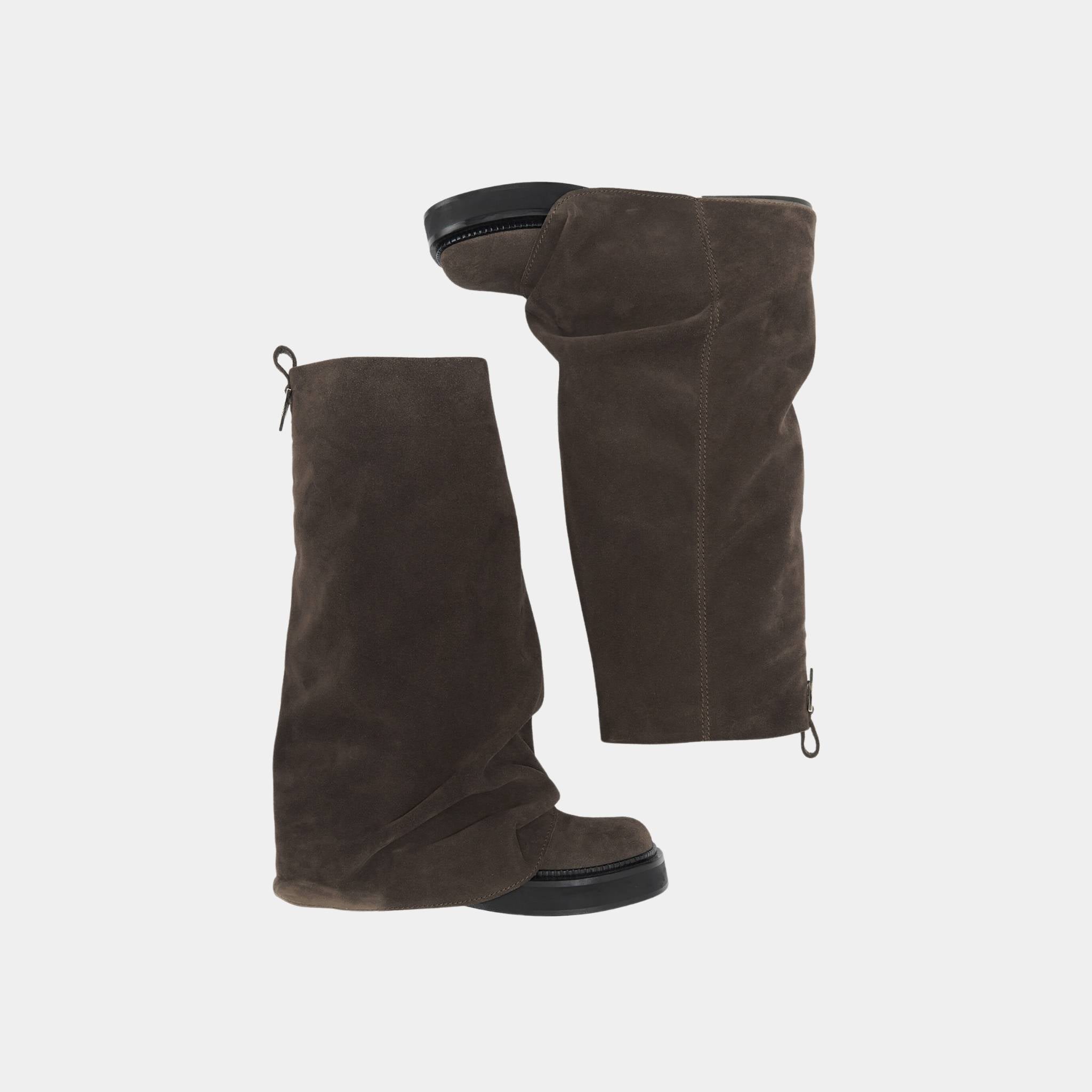 The Attico Robin Dark Grey Suede Combat Boot, Pair