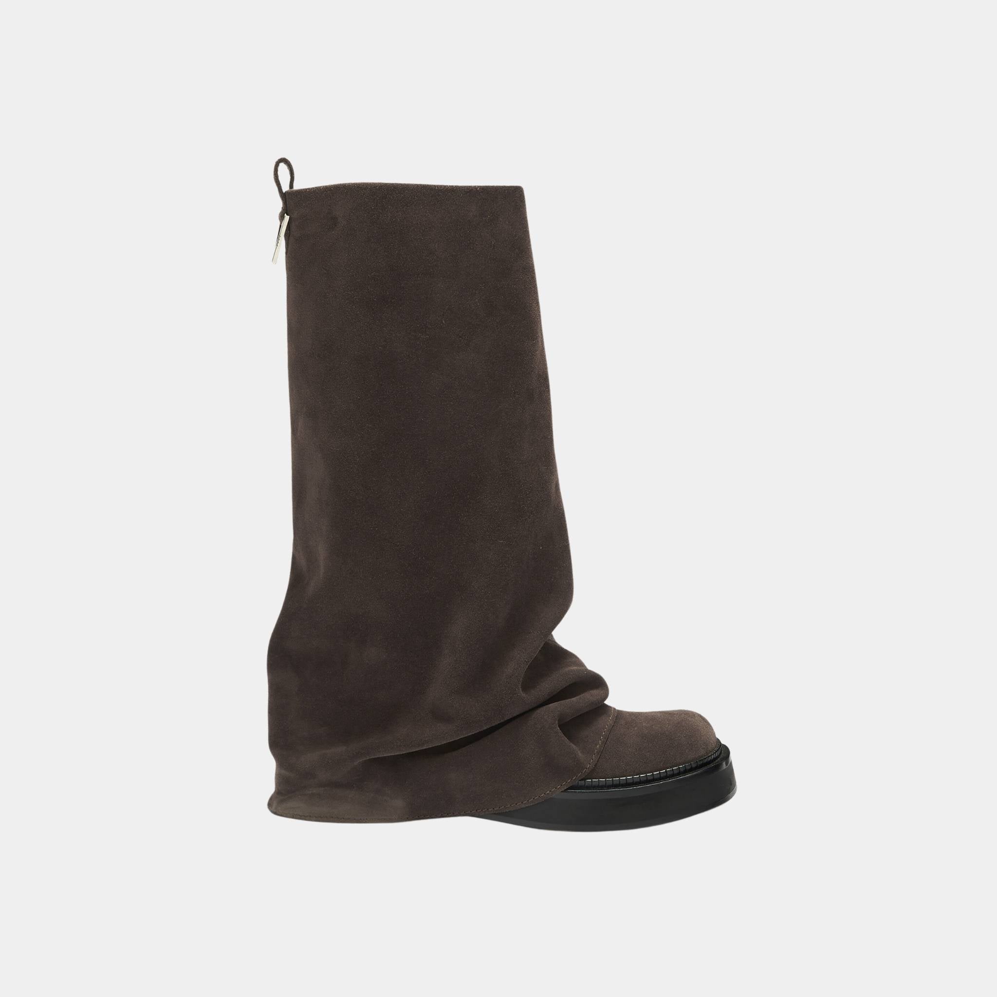 The Attico Robin Dark Grey Suede Combat Boot, Side