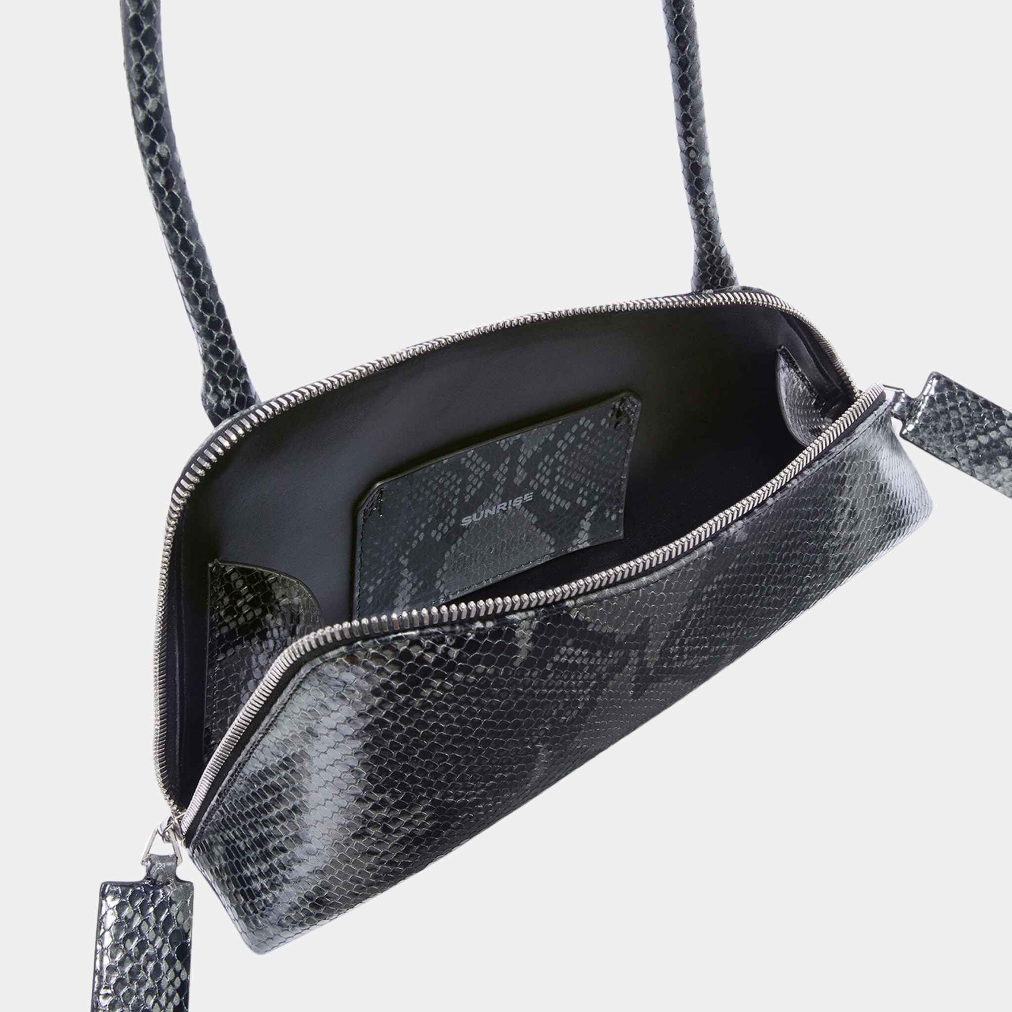 The Attico Sunrise Black and Grey Shoulder Bag, Inside