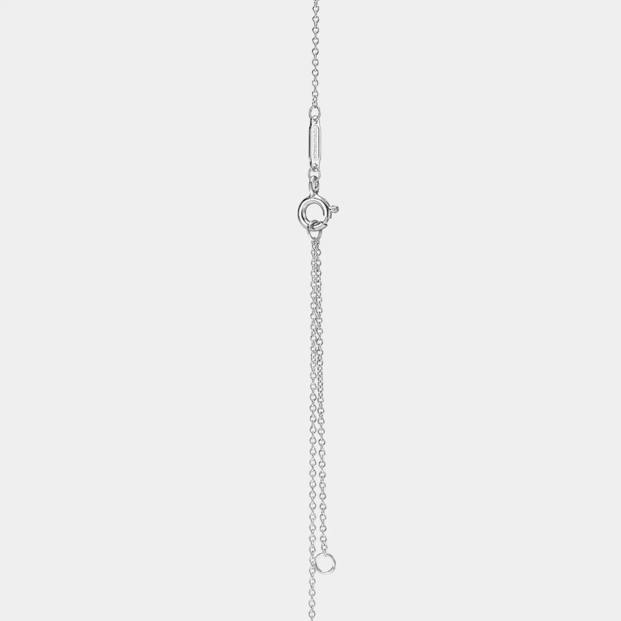 Tiffany & Co Heart-Shaped Pendant In 925 Sterling Silver and Diamond,Closeup