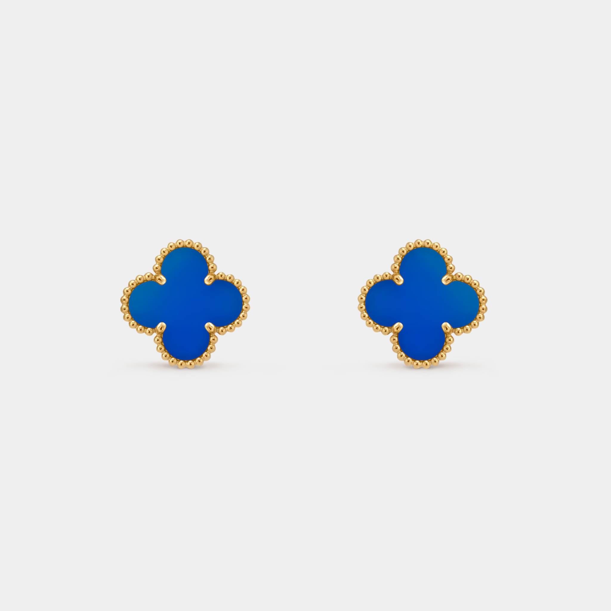 Van Cleef & Arpels Vintage Alhambra Earrings Gold Agate, front