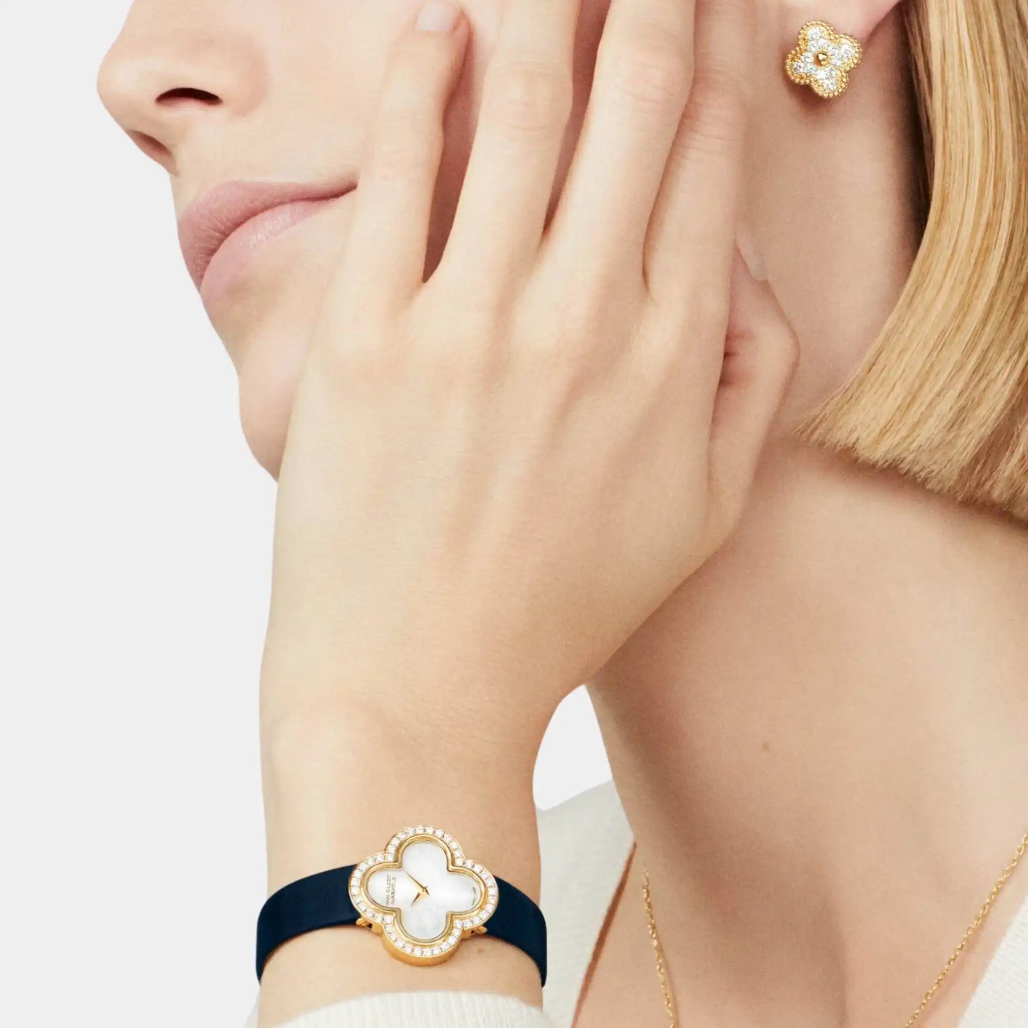 Van Cleef & Arpels Vintage Alhambra Earrings Yellow Gold Diamond, Model