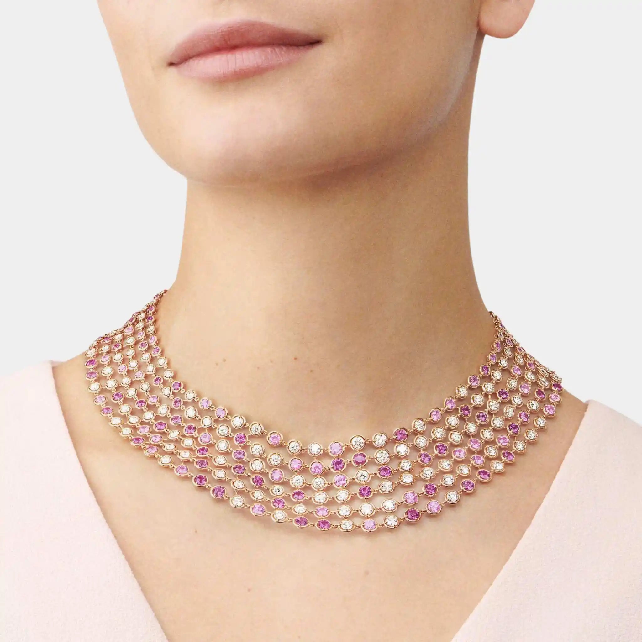 Van Cleef & Arpels Brume De Saphir Necklace Rose Gold Diamond Sapphire, Model