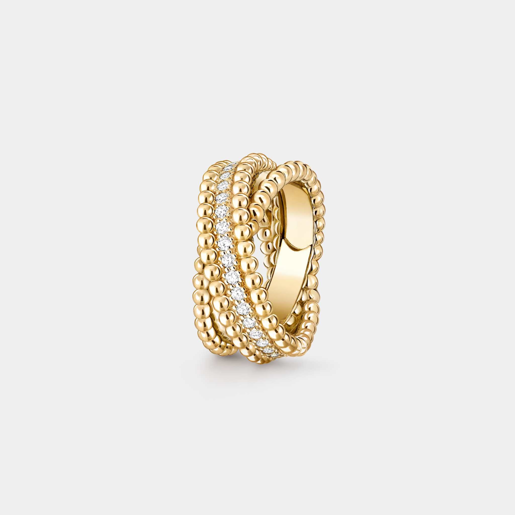 Van Cleef & Arpels Perlée Diamonds Duo Ring Yellow Gold Diamond, Front