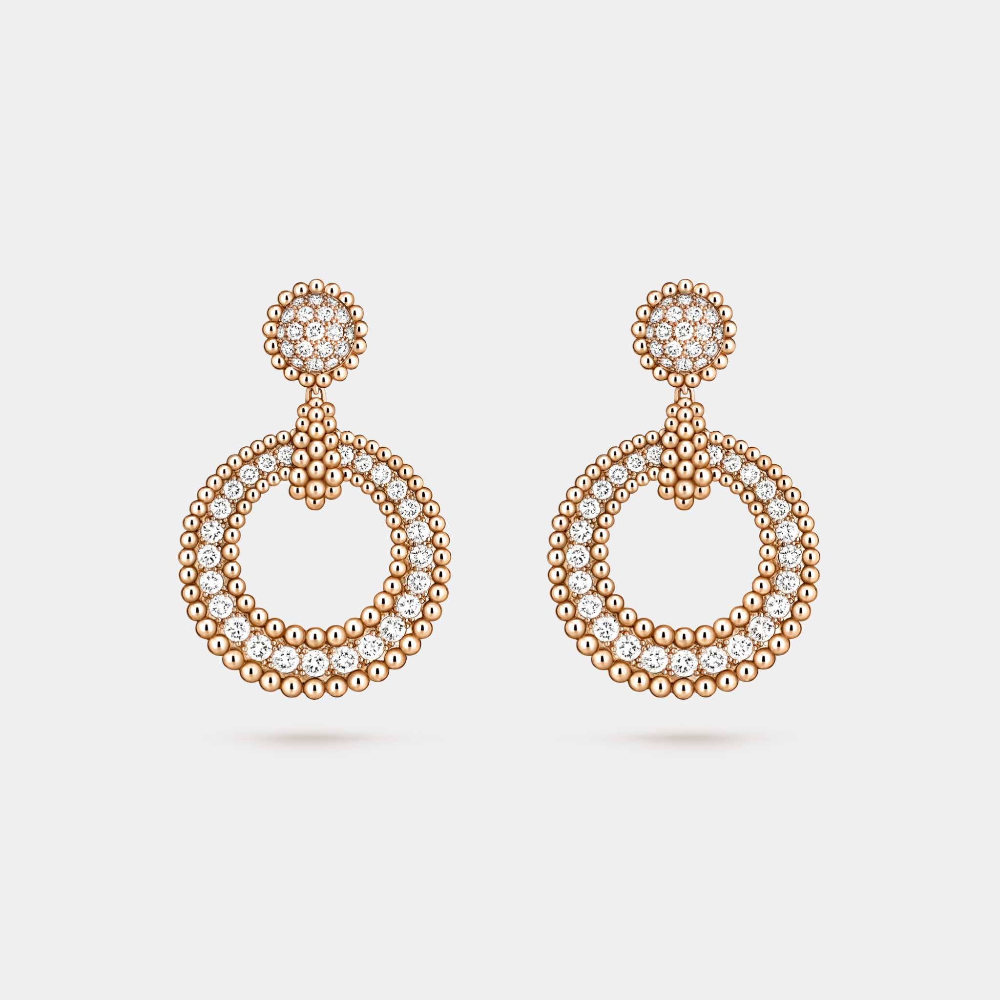 Van Cleef & Arpels Perlée Diamonds Earrings Rose Gold Diamond, Front