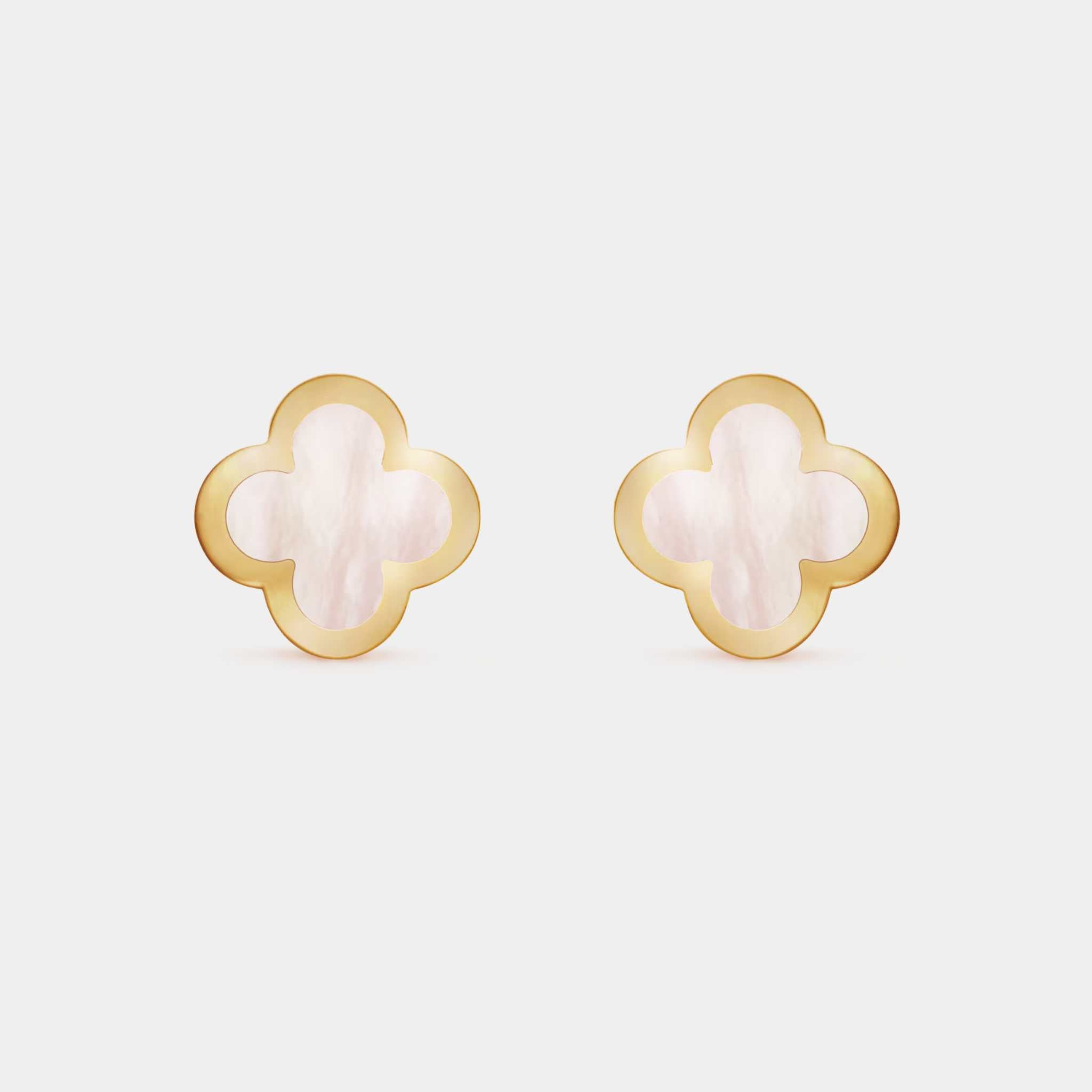 Van Cleef & Arpels Pure Alhambra Earstuds Yellow Gold Mother Of pearl, Front