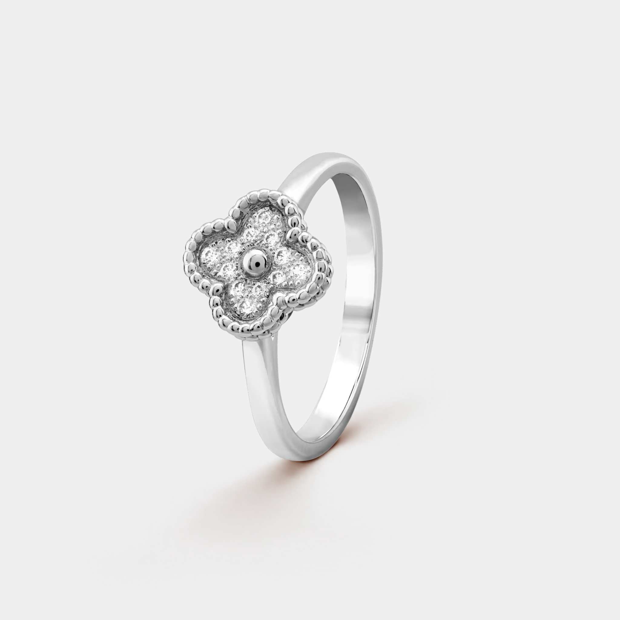 Van Cleef & Arpels Sweet Alhambra Ring White Gold Diamond,Front