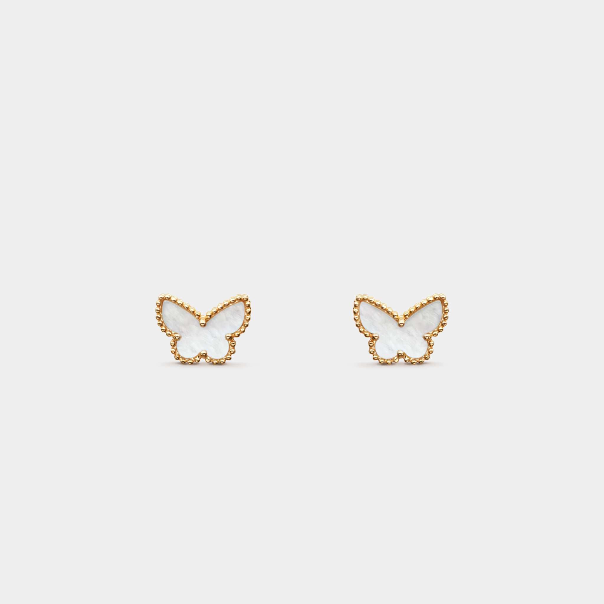 Van Cleef & Arpels Sweet Butterflies Earstuds Yellow Gold With Pearl, Front