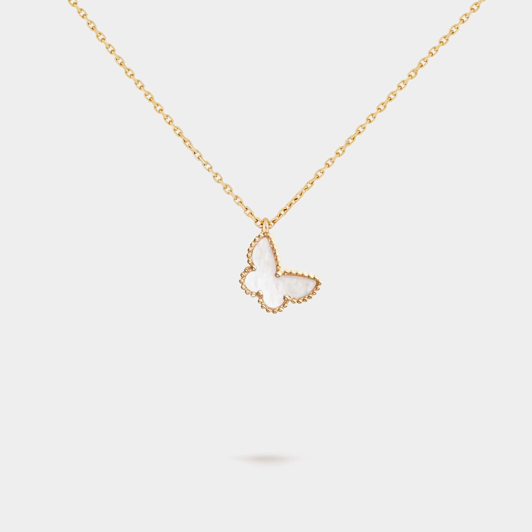 Van Cleef & Arpels Sweet Butterflies Pendant Yellow Gold With Pearl, Front