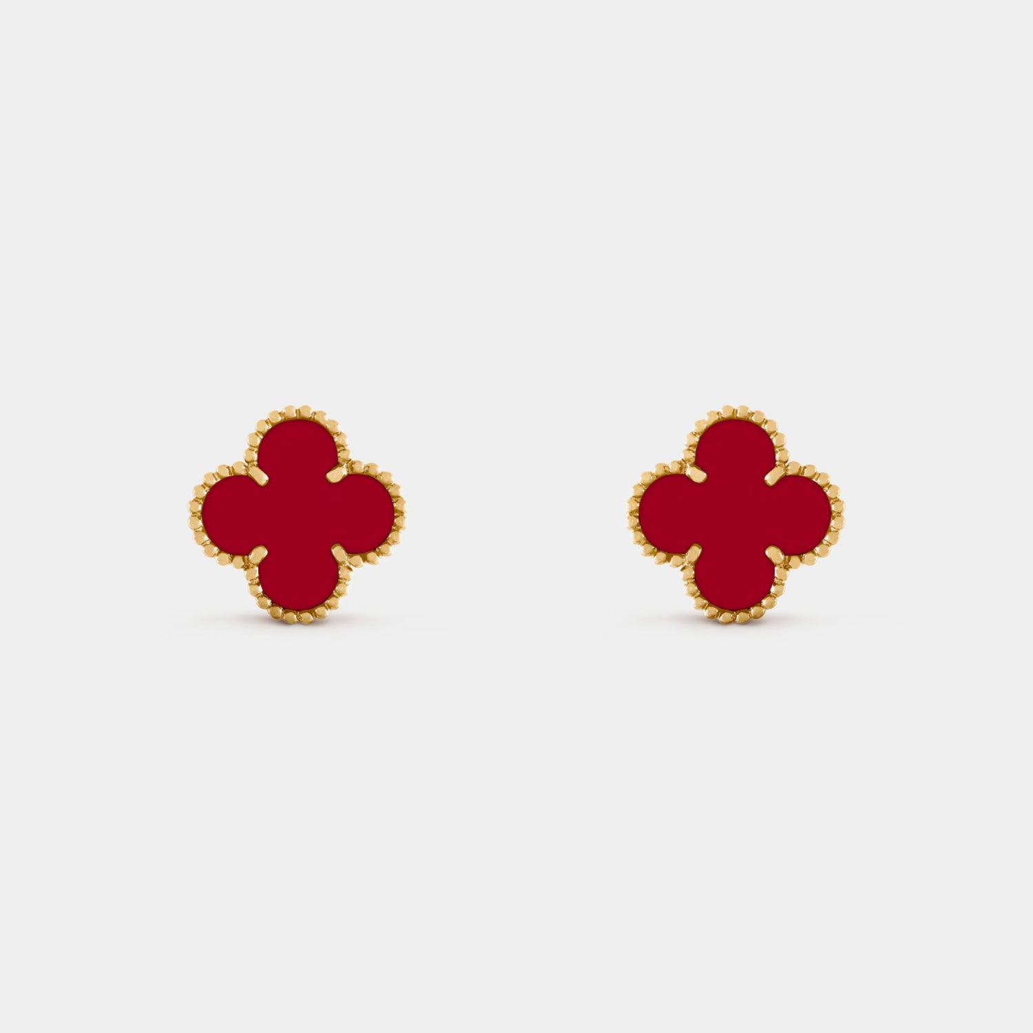 Van Cleef & Arpels Vintage Alhambra Gold Carnelian Earrings, Front
