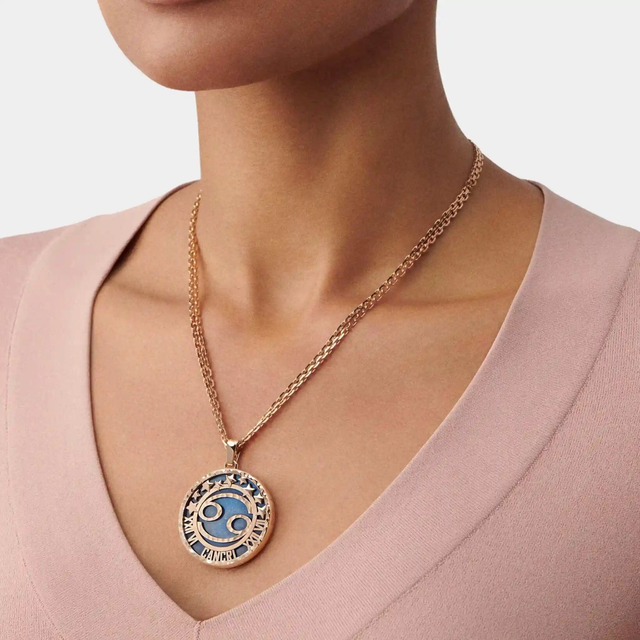 Van Cleef & Arpels Zodiaque Long Necklace Cancri Rose Gold Quartz, model
