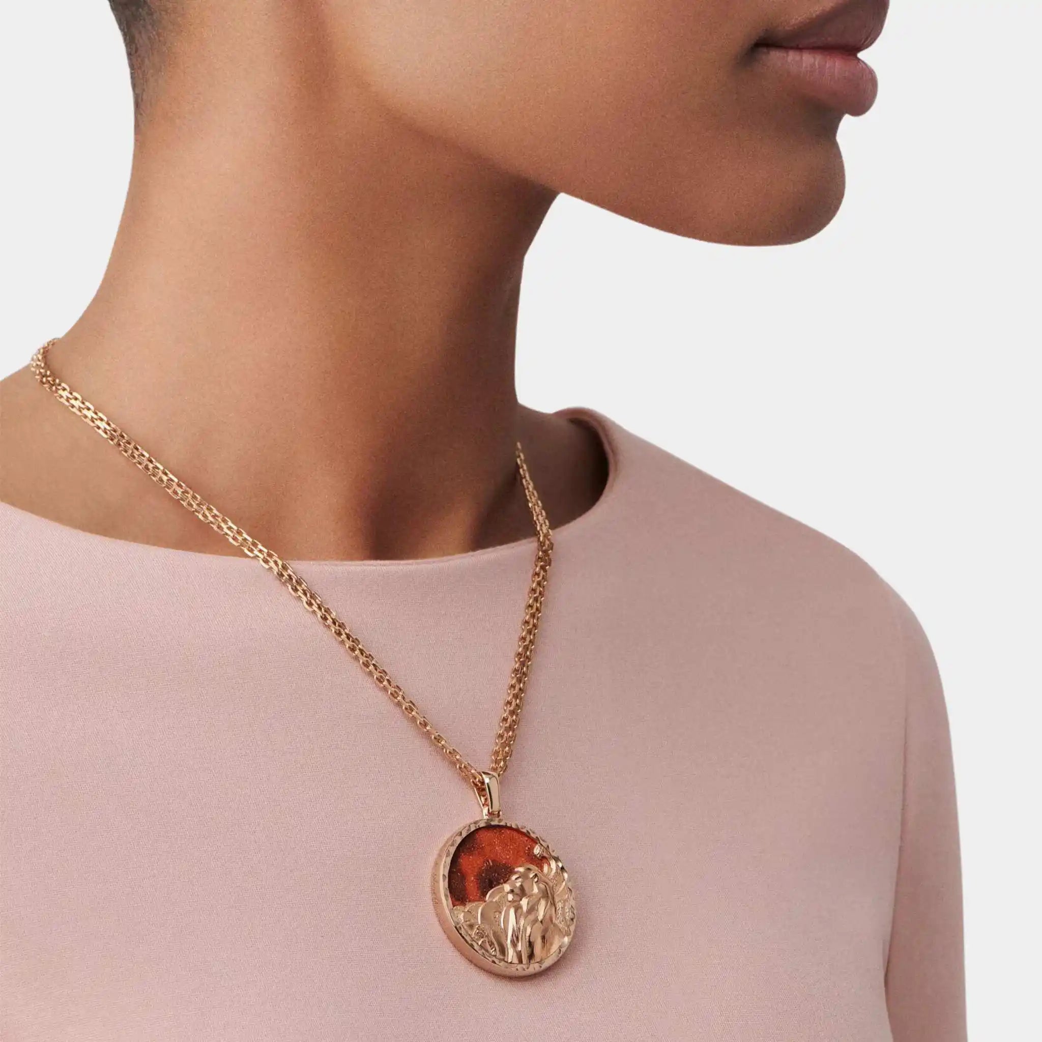 Van Cleef & Arpels Zodiaque Long Necklace Leonis Rose Gold Jasper, Model