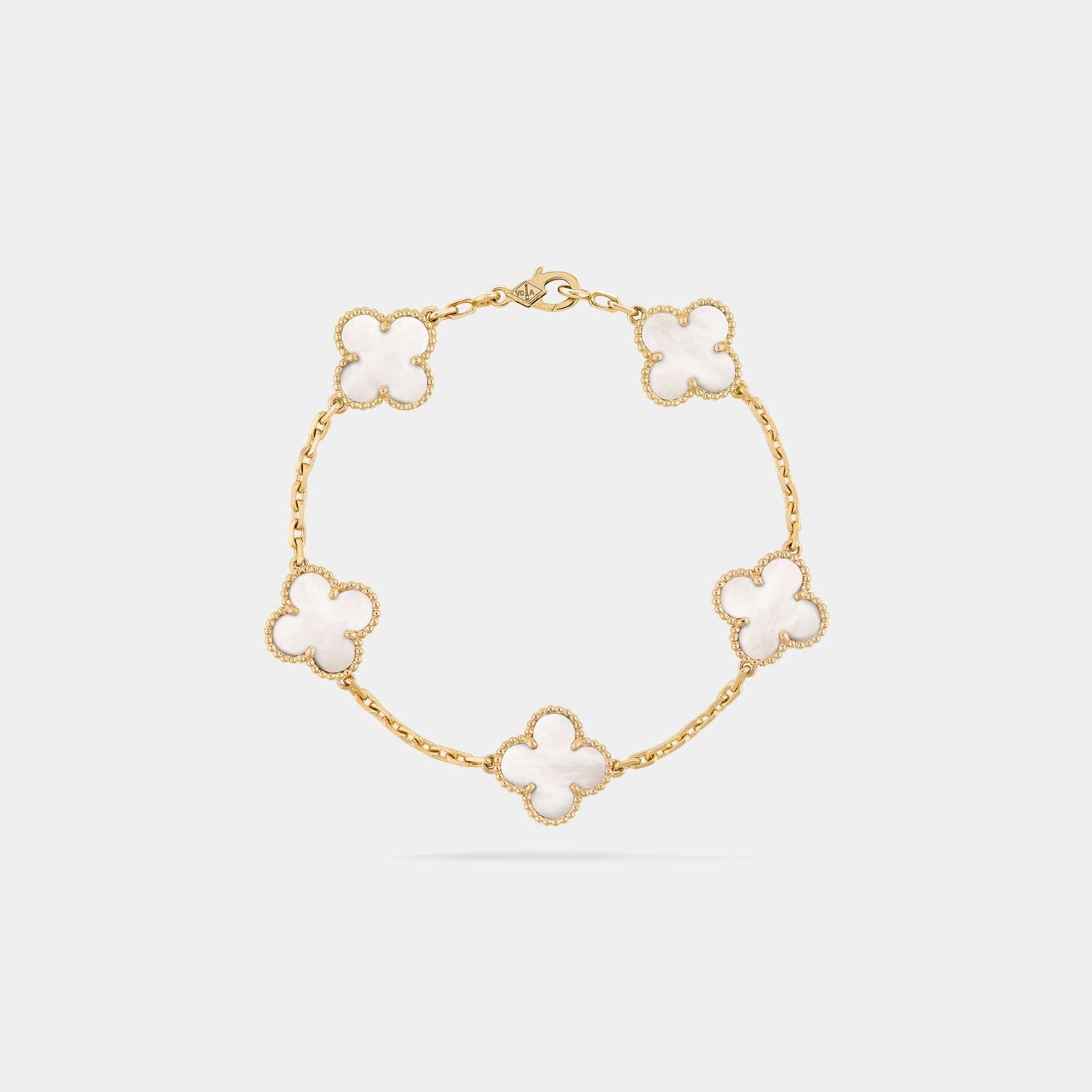 Van Cleef & Arpels Vintage Alhambra Bracelet 5 motifs, Gold with mother of pearl