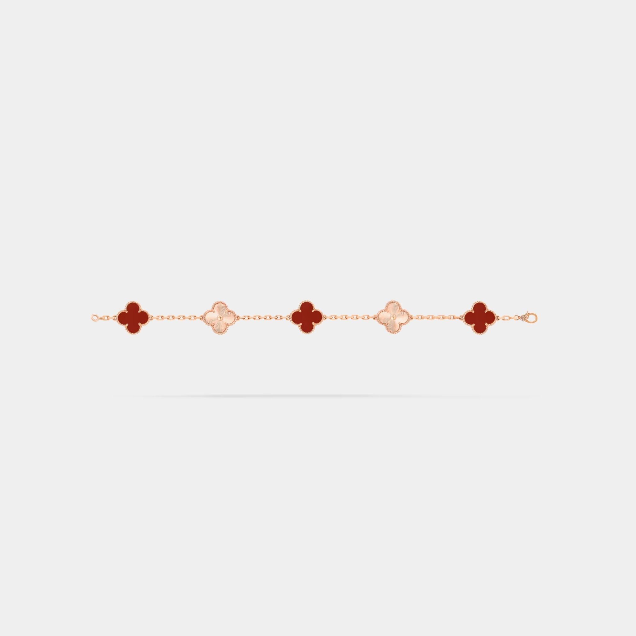 Van Cleef & Arpels Alhambra Rose Gold Motifs Bracelet Carnelian, front, unlinked