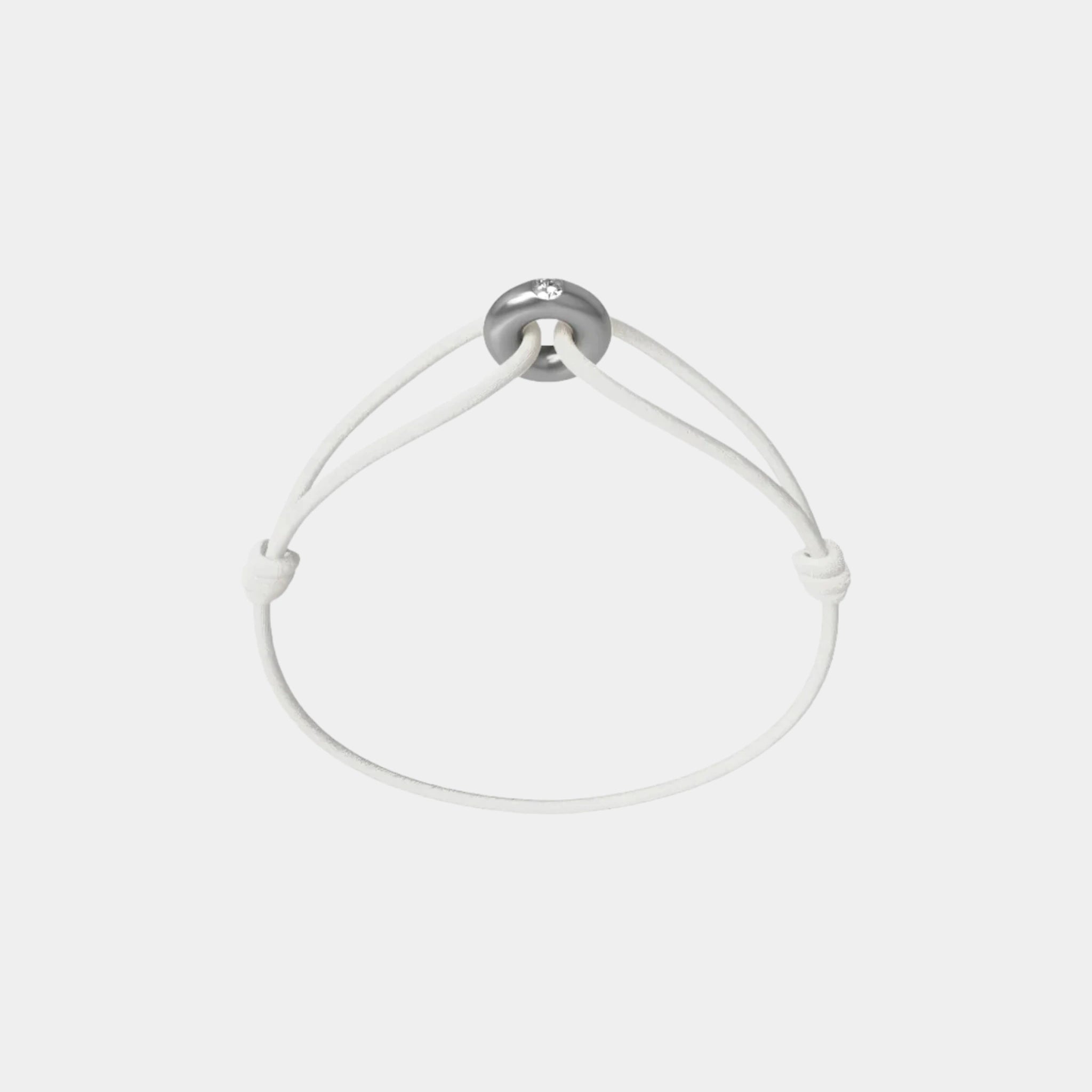 Wecord Mini Silver Soho Diamond Cord Bracelet, White