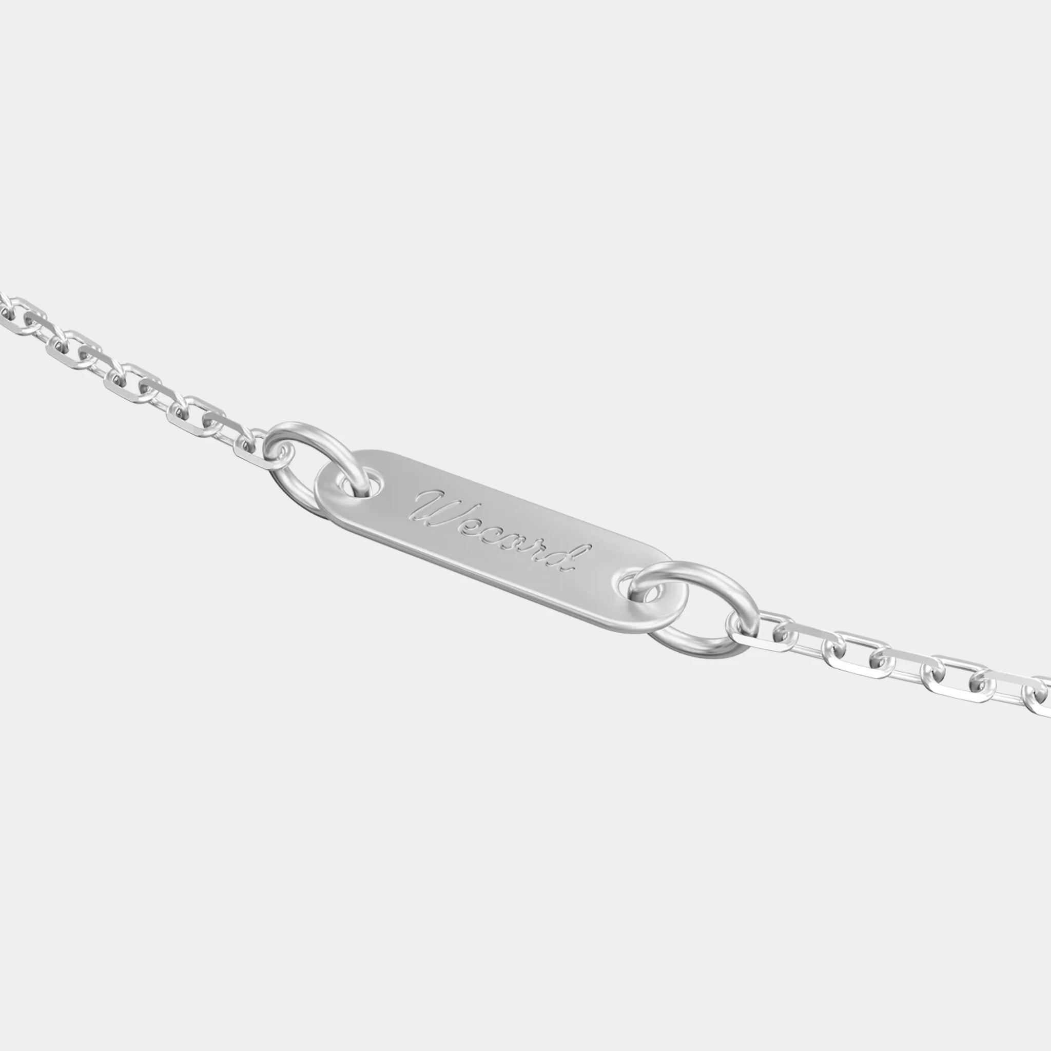 Wecord Mini Soho Pave Chain, SIlver, Engrave