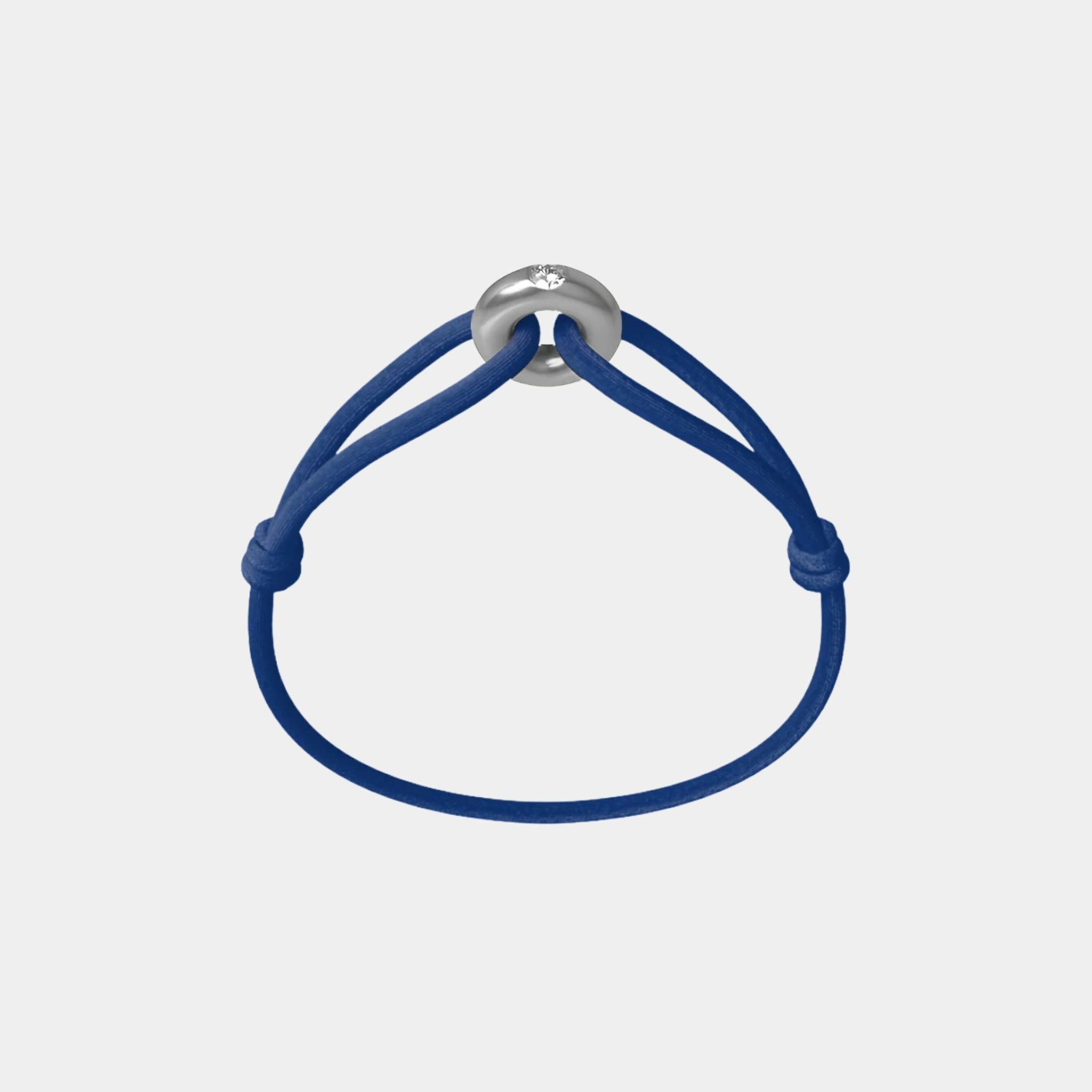 Wecord Silver Soho Diamond Cord Bracelet, Navy Blue