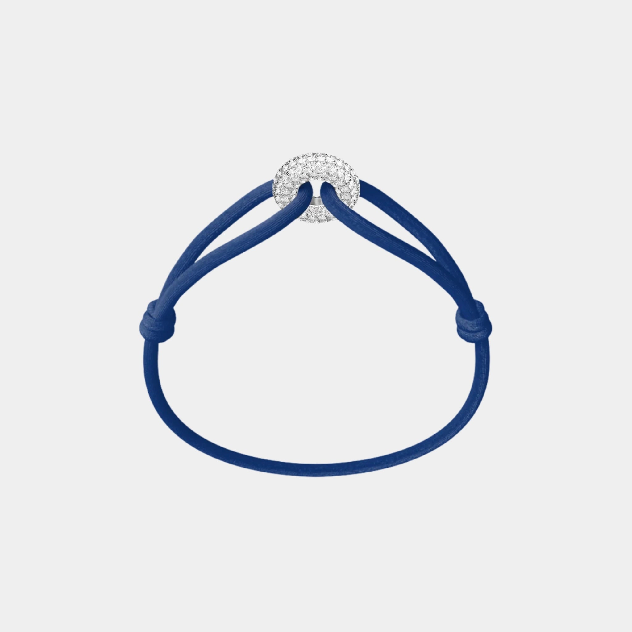 Wecord Silver Soho Pave Cord Bracelet, Navy Blue