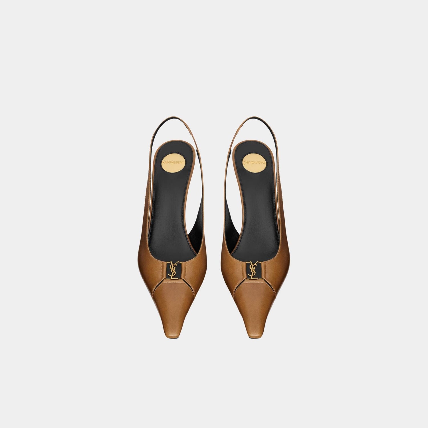 Yves Saint Laurent Babylone Breteuil Slingback Pumps Smooth Leather, Macadamia, Front