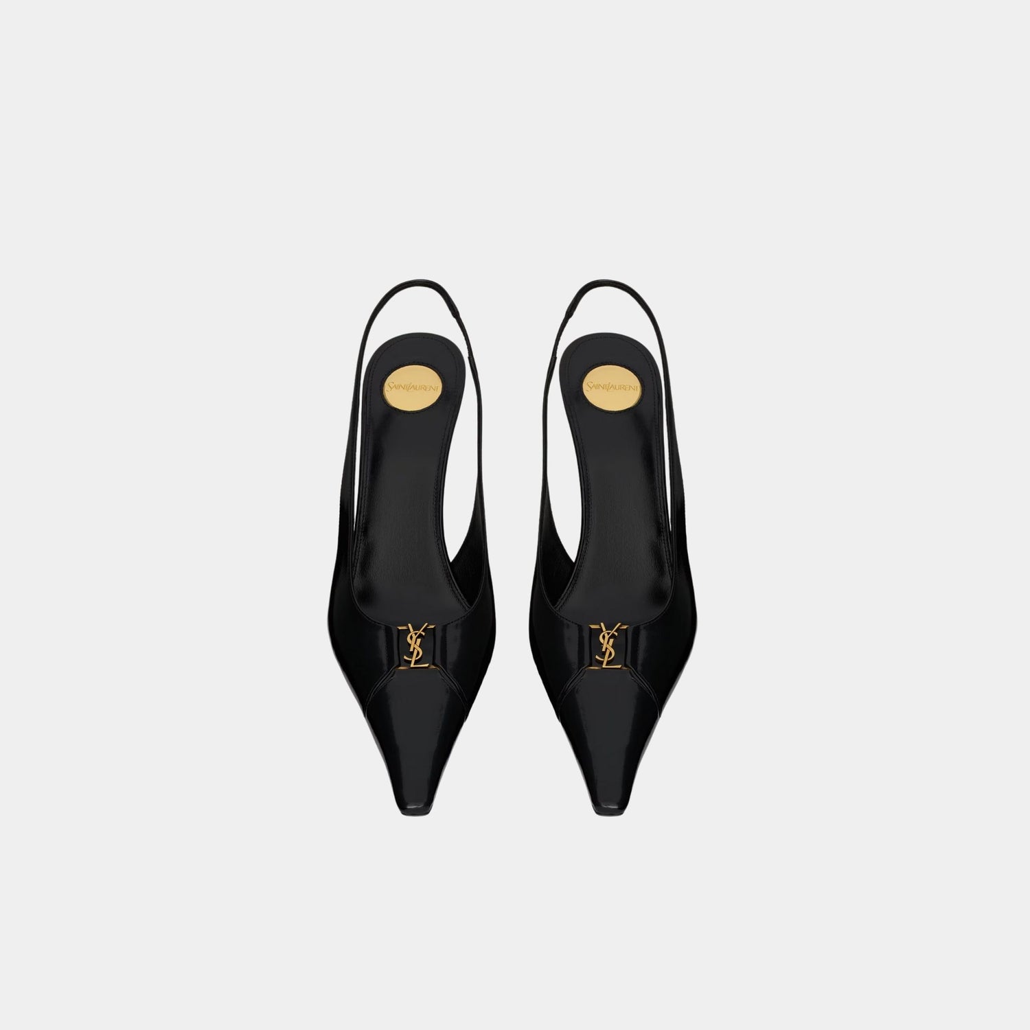 Yves Saint Laurent Babylone Breteuil Slingback Pumps Smooth Leather, Noir, Front