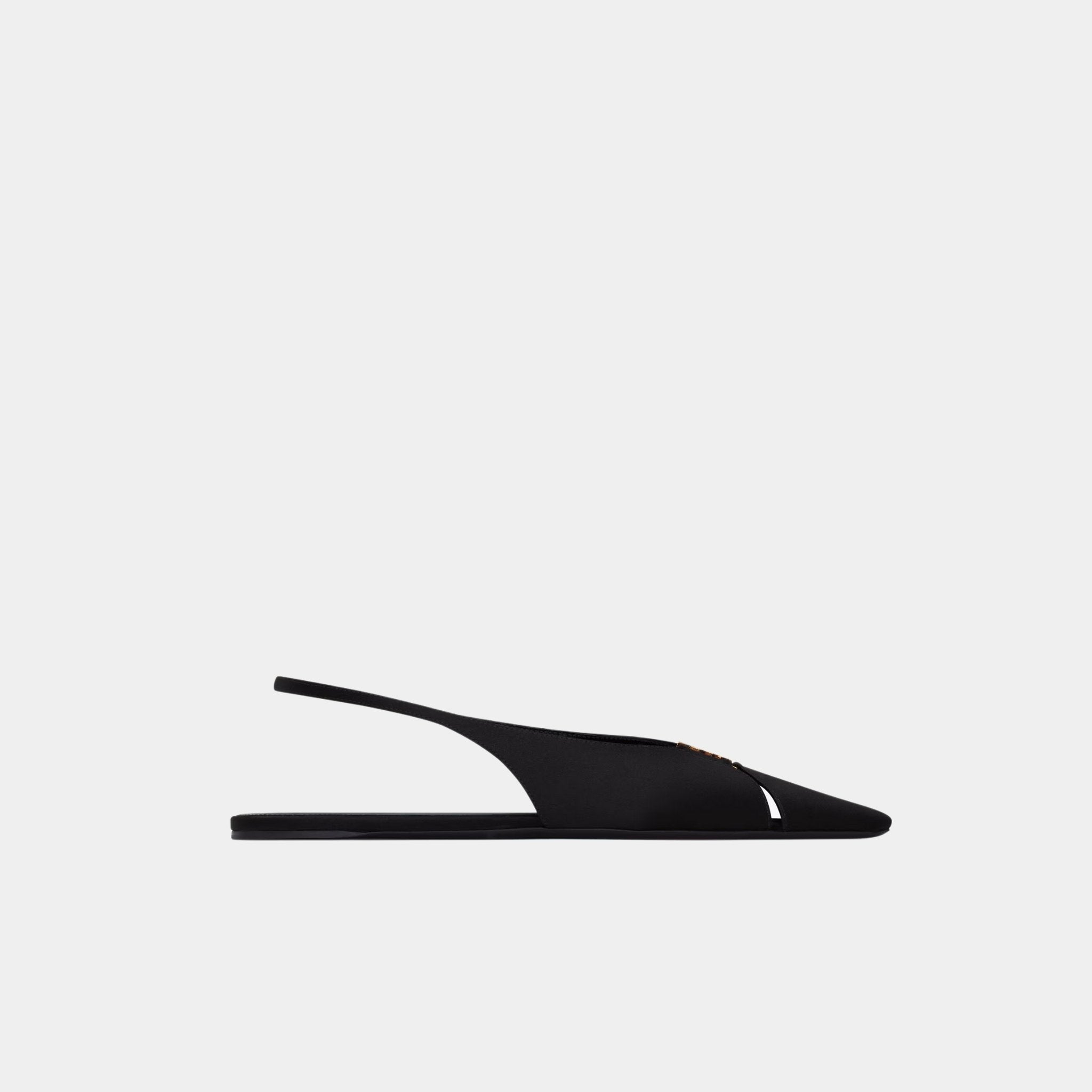 Yves Saint Laurent Babylone Slingback Flats In Satin Crepe, Side