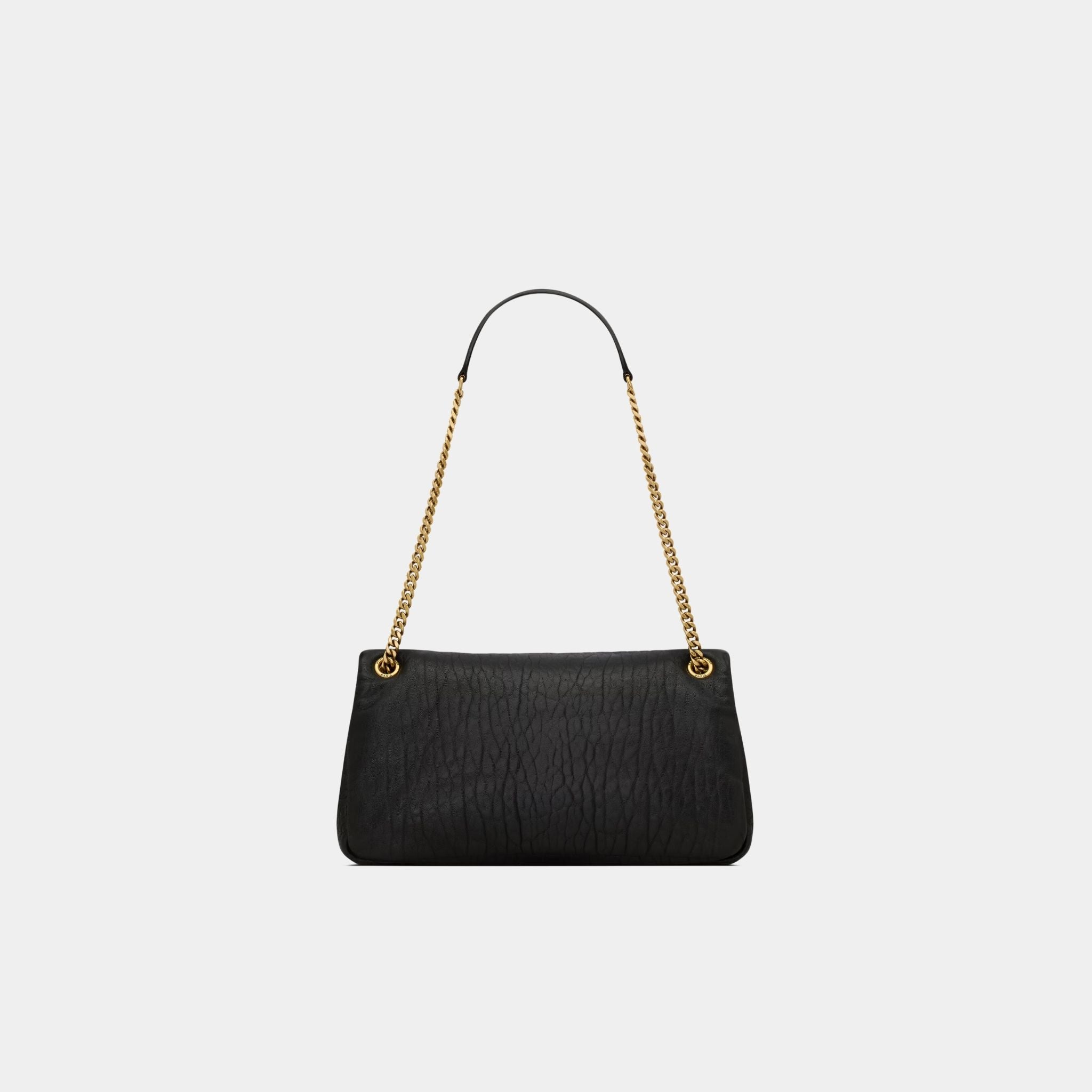 Yves Saint Laurent Calypso Medium In Grained Lambskin, Black, Back