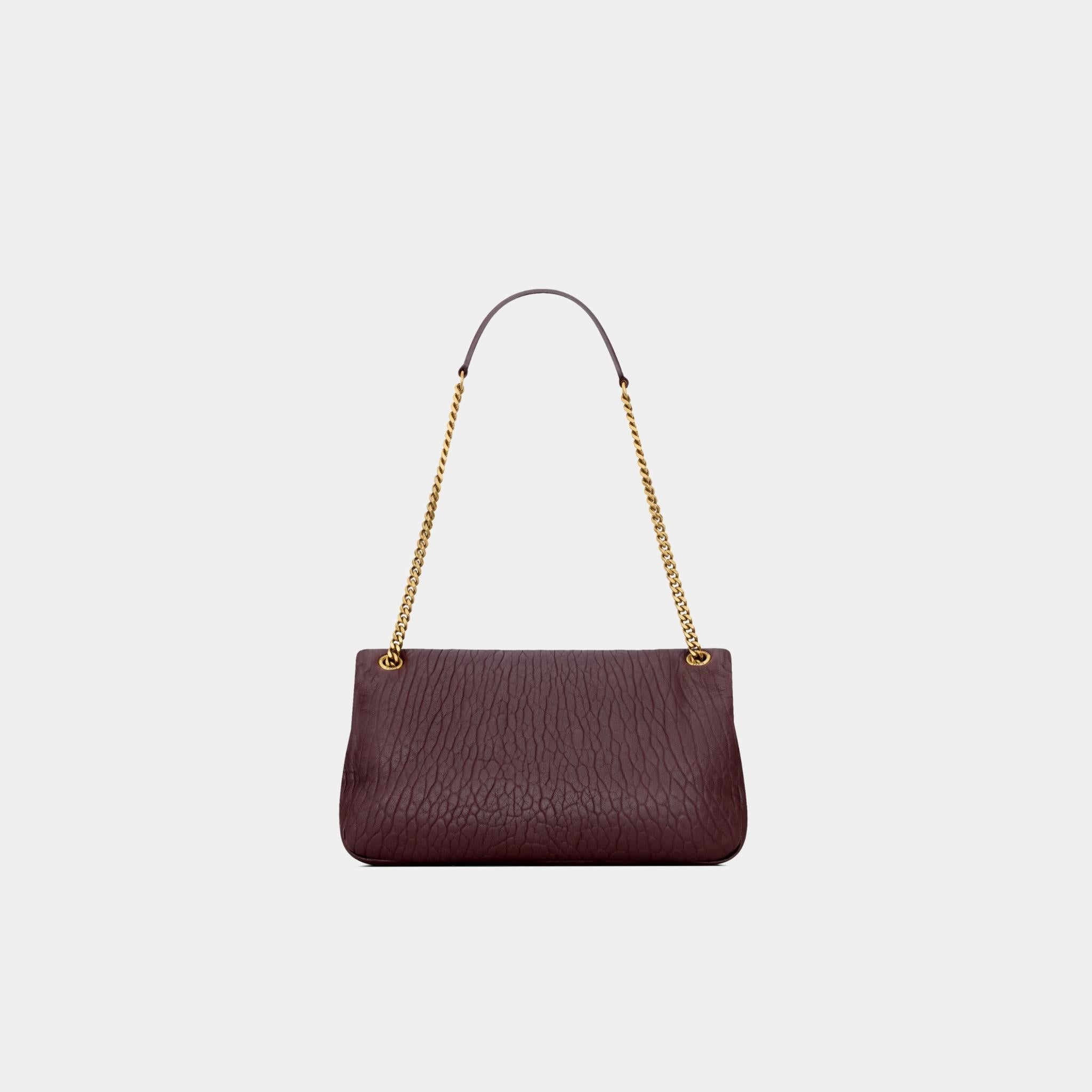 Yves Saint Laurent Calypso Medium In Grained Lambskin, Brown, Back