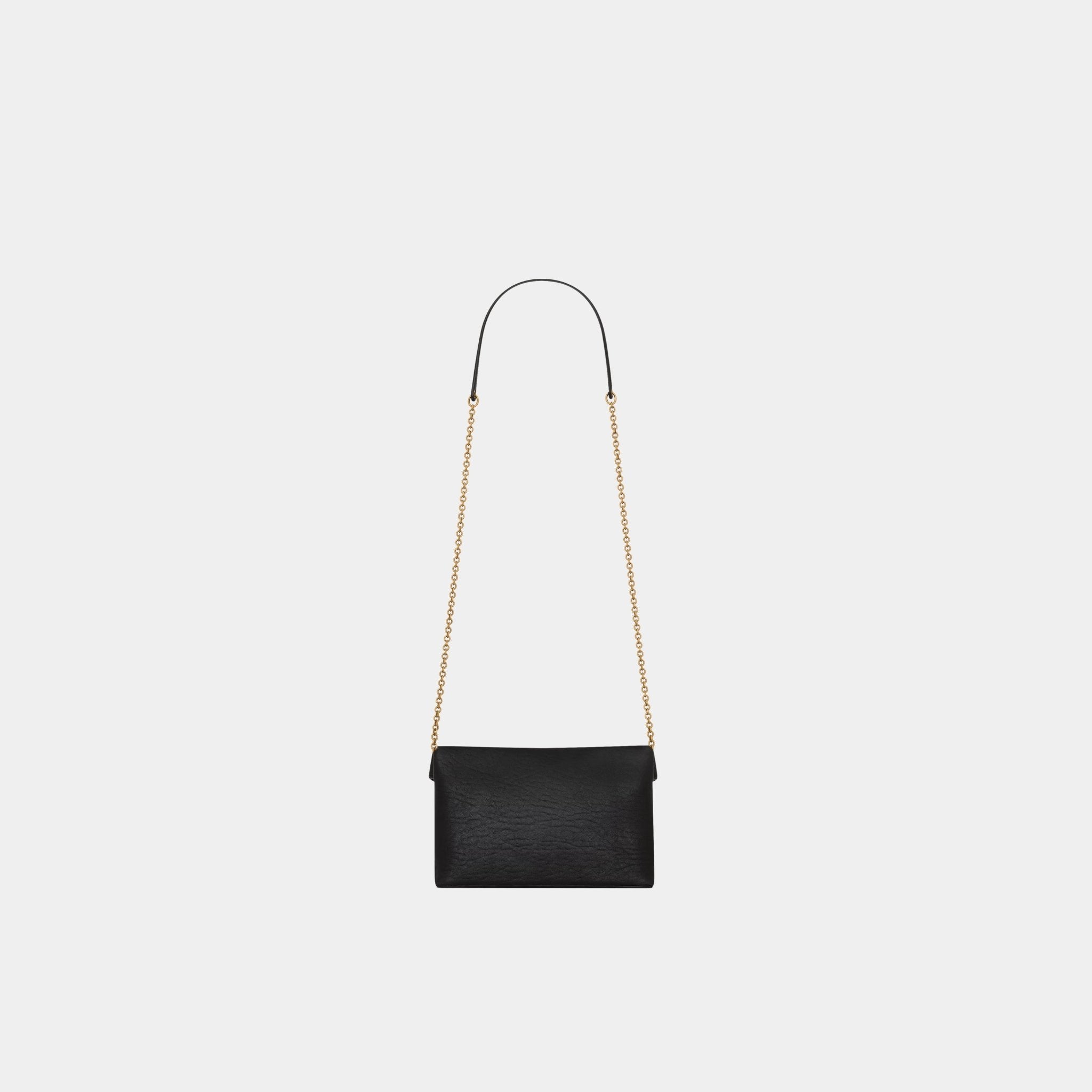 Yves Saint Laurent Cassandre Chain Pouch In Lambskin, Black, Back