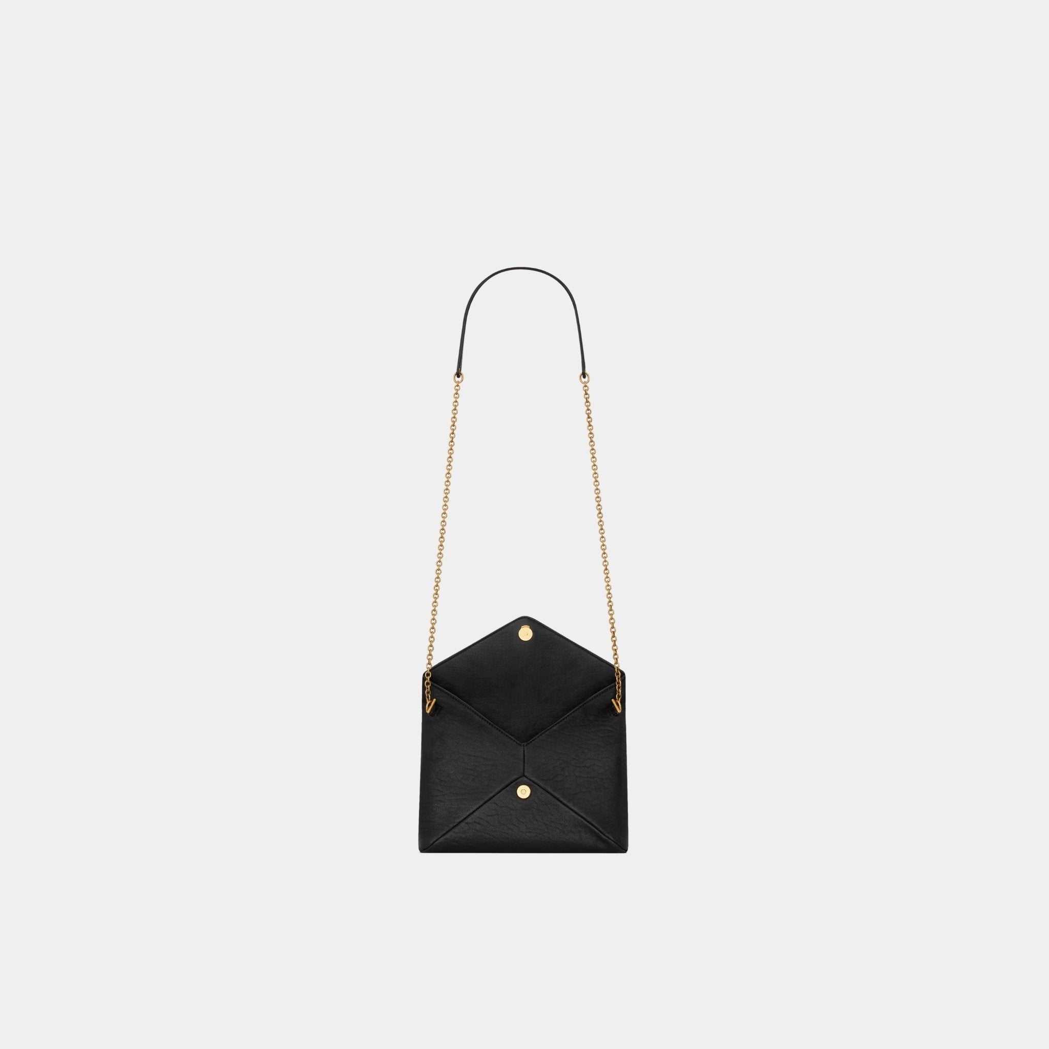 Yves Saint Laurent Cassandre Chain Pouch In Lambskin, Black, Open