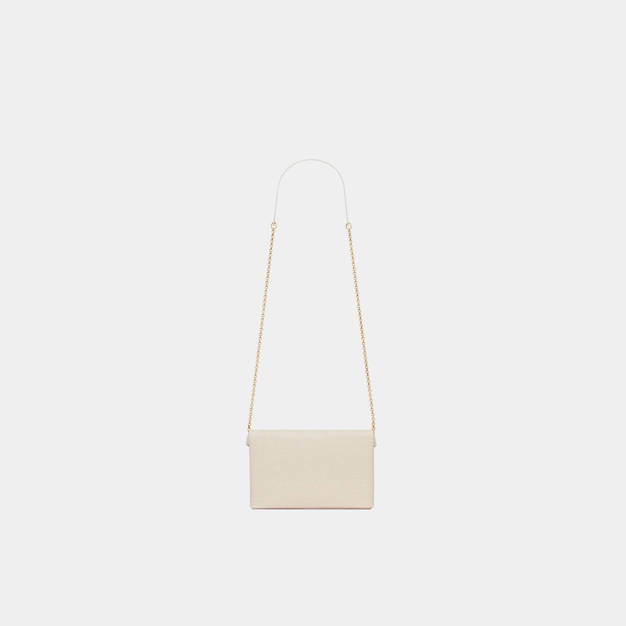 Yves Saint Laurent Cassandre Chain Pouch In Lambskin, Blanc Vintage, Back